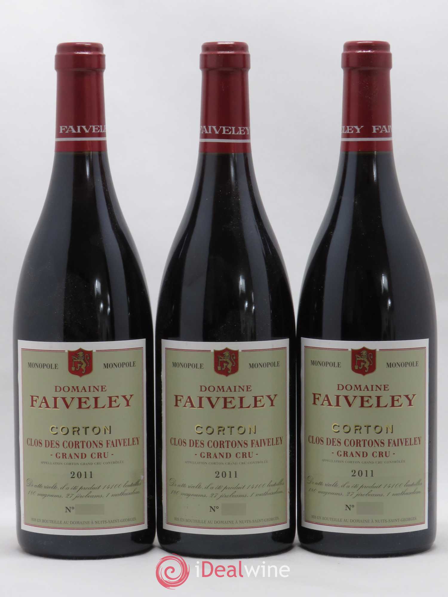 Corton Grand Cru Clos des Cortons Faiveley 2011 - Lot de 3 bouteilles - 0
