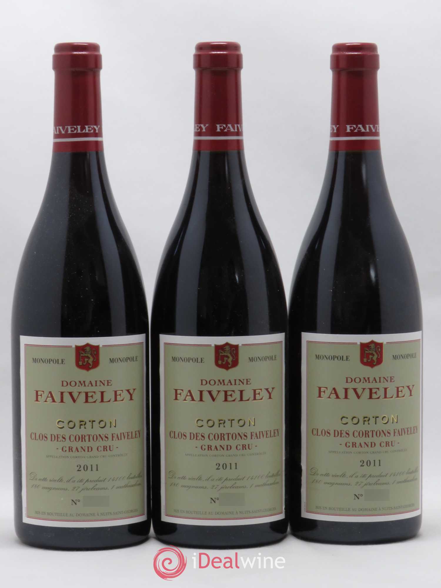 Corton Grand Cru Clos des Cortons Faiveley 2011 - Lot de 3 bouteilles - 0