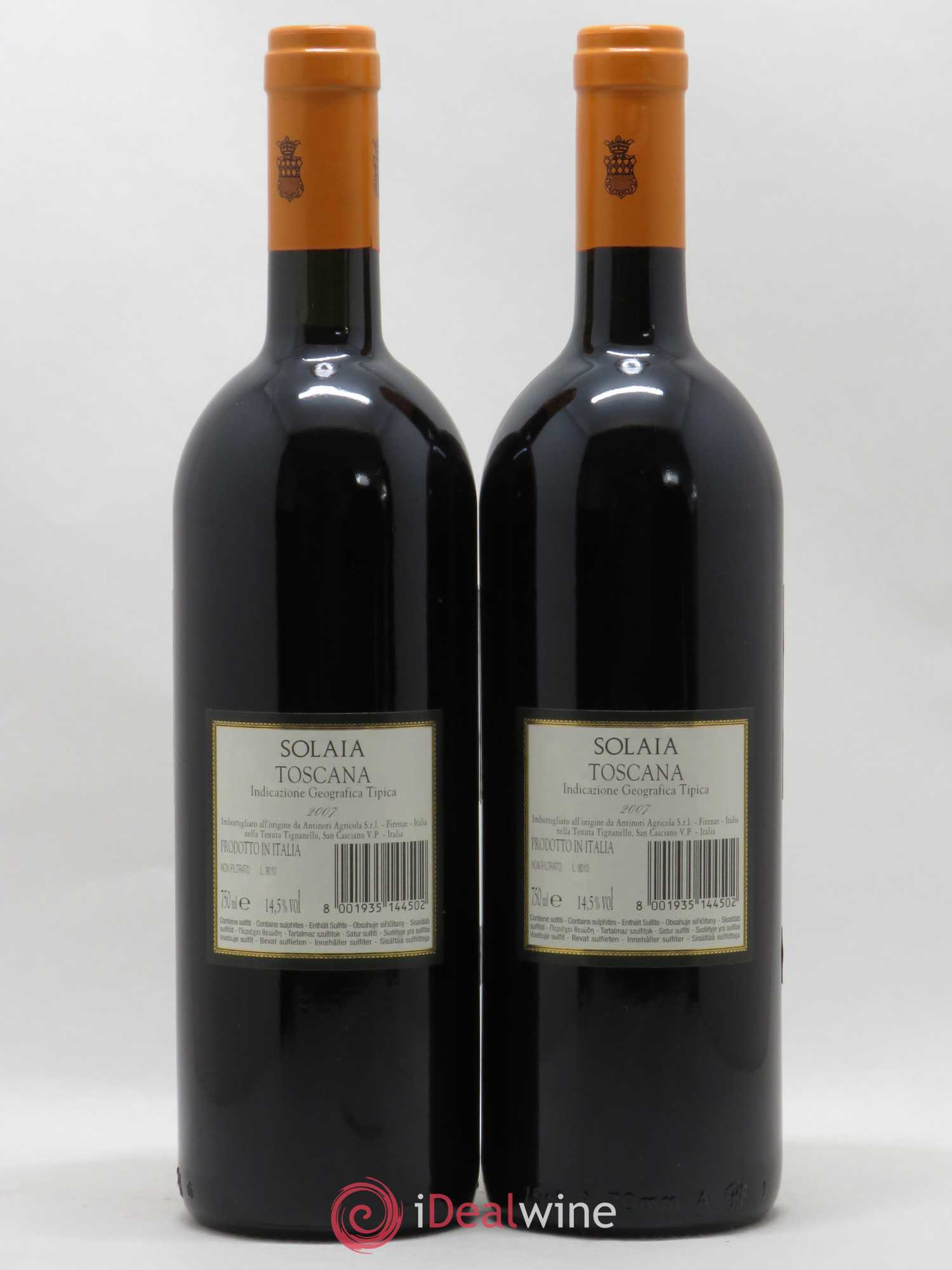 Toscana IGT Solaia Tenuta Tignanello - Marchesi Antinori 2007 - Lot de 2 bouteilles - 1