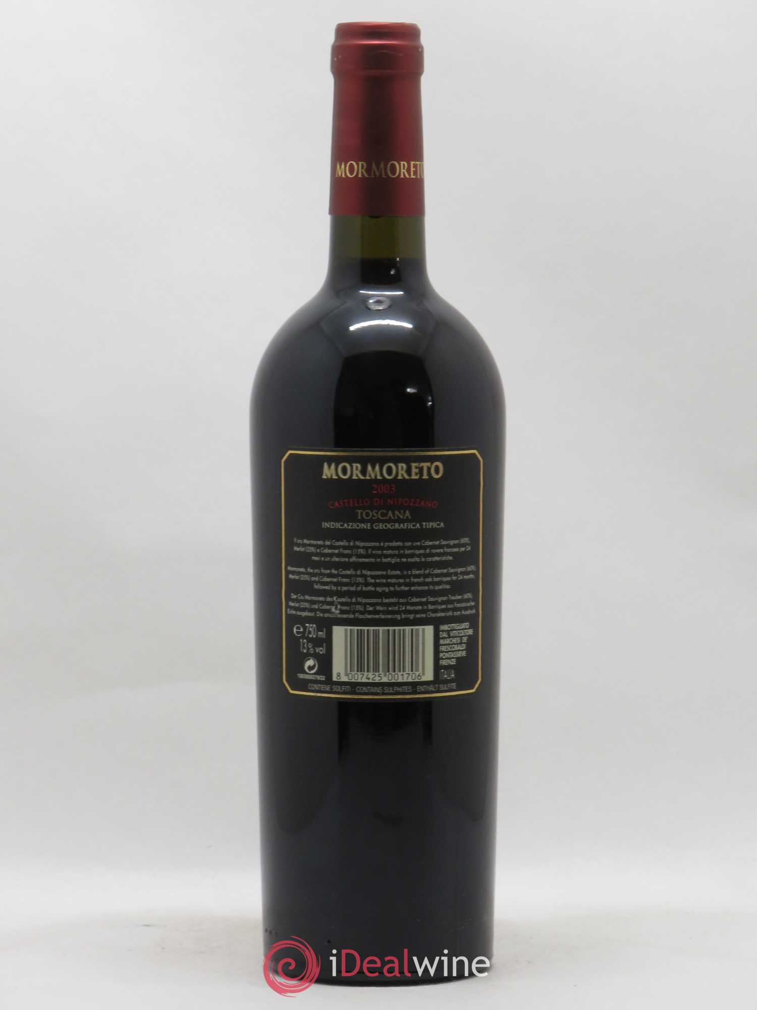 Toscana IGT Marchesi Frescobaldi Castello di Nipozzano Mormoreto 2003 - Posten von 1 Flasche - 1