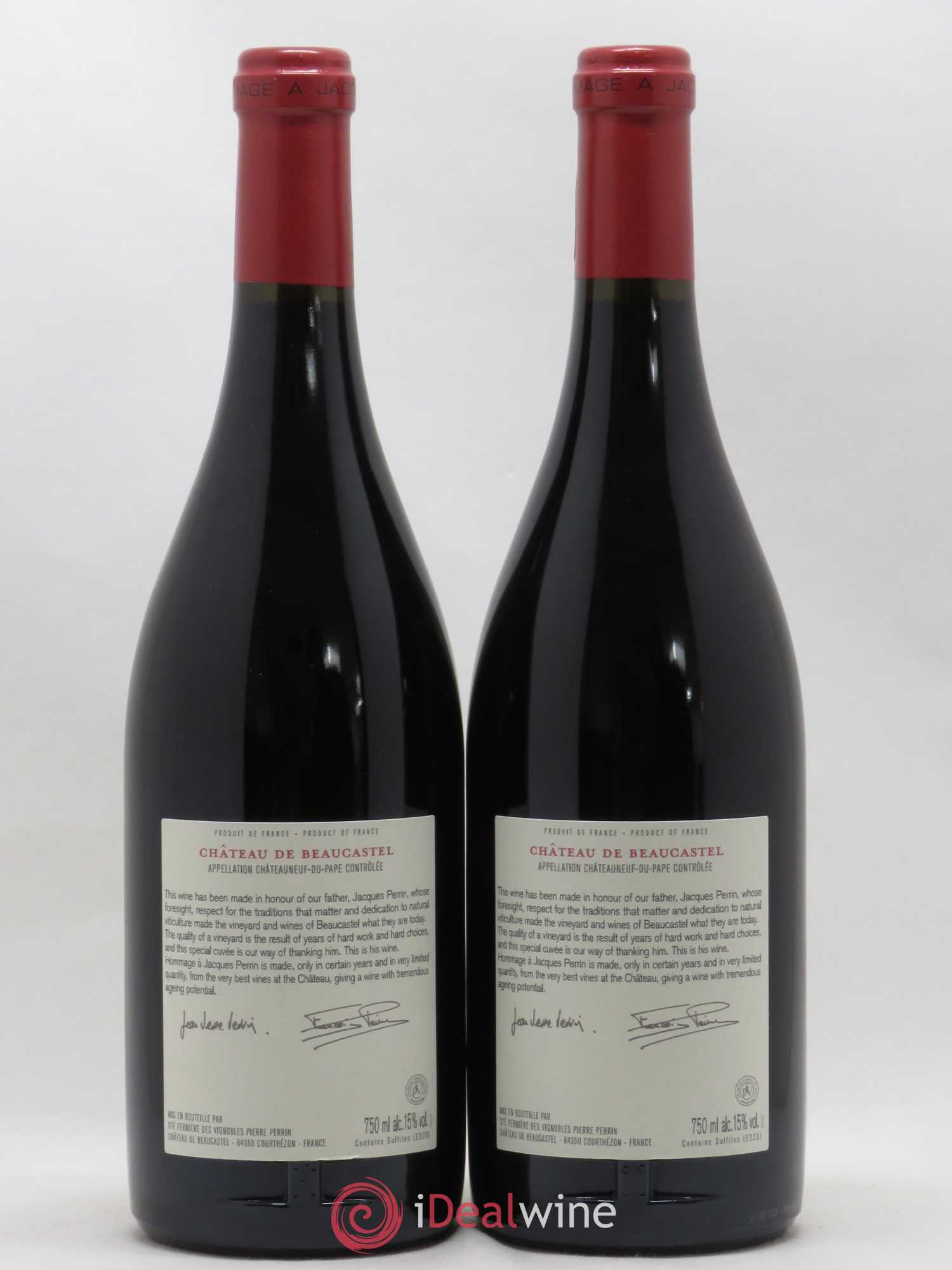 Châteauneuf-du-Pape Château de Beaucastel Hommage à Jacques Perrin Famille Perrin 2010 - Lot de 2 bouteilles - 1