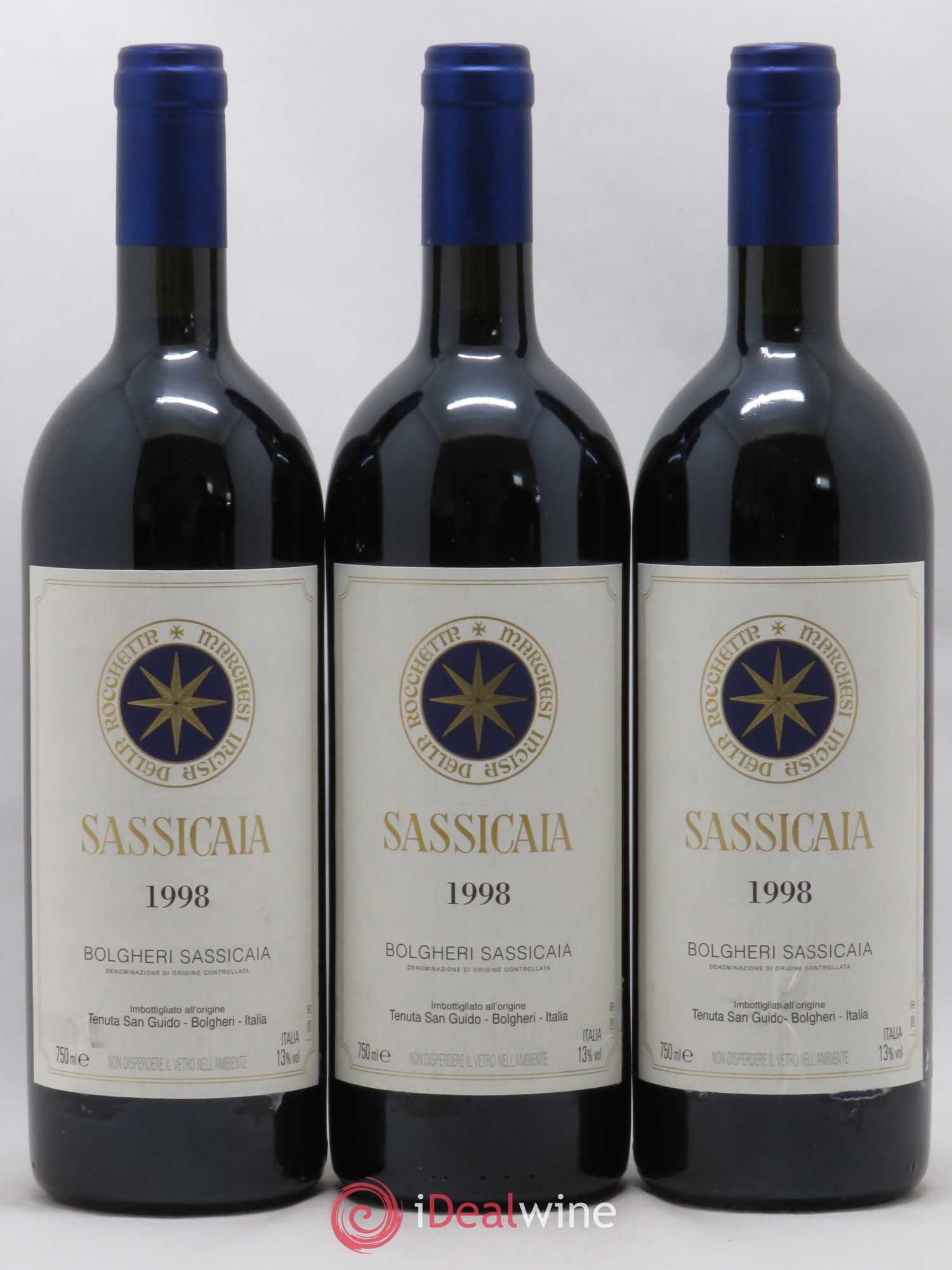 Bolgheri DOC Sassicaia Tenuta San Guido 1998 - Lot de 3 bouteilles - 0