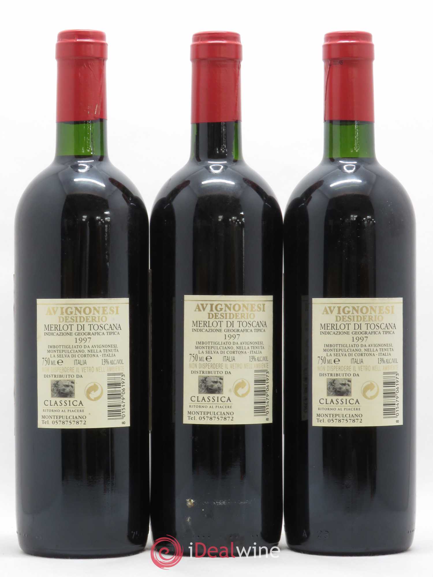 Italie Merlot di Toscana IGT Avignonesi Desiderio Cortona 1997 - Lotto di 3 bottiglie - 1