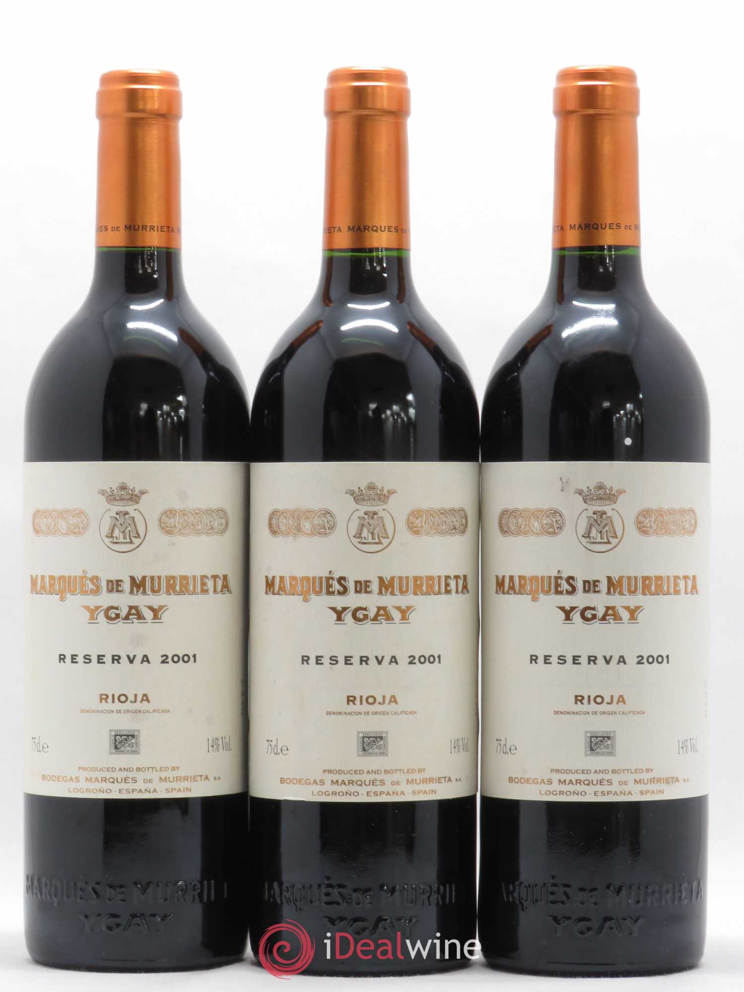 Rioja DOCA Marques De Murrieta Ygay Reserva 2001 - Lot de 3 bouteilles - 0