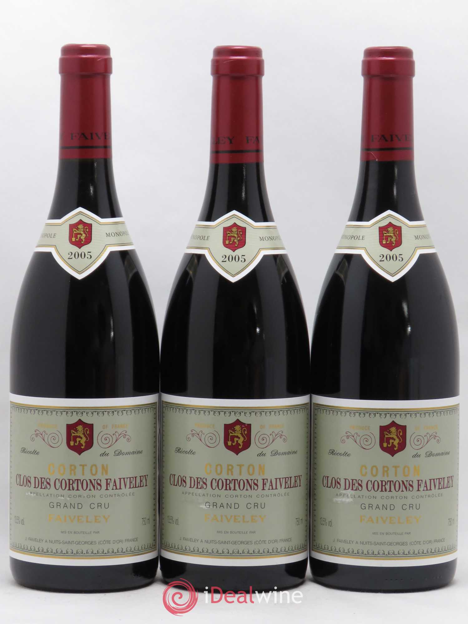 Corton Grand Cru Clos des Cortons Faiveley 2005 - Lot de 3 bouteilles - 0