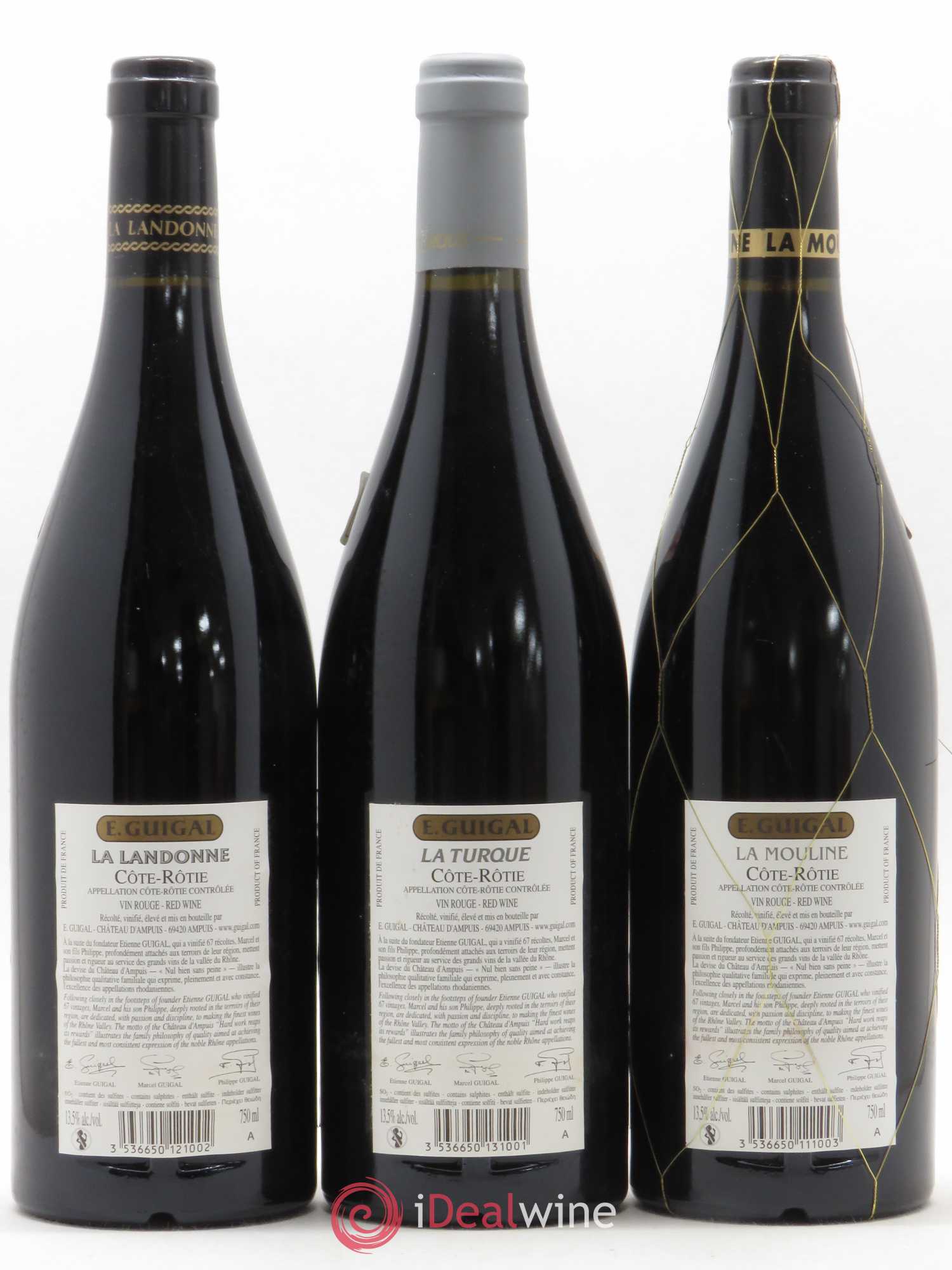 Côte-Rôtie Guigal Trilogie La Turque - La Landonne - La Mouline 2013 - Lot de 3 bouteilles - 1