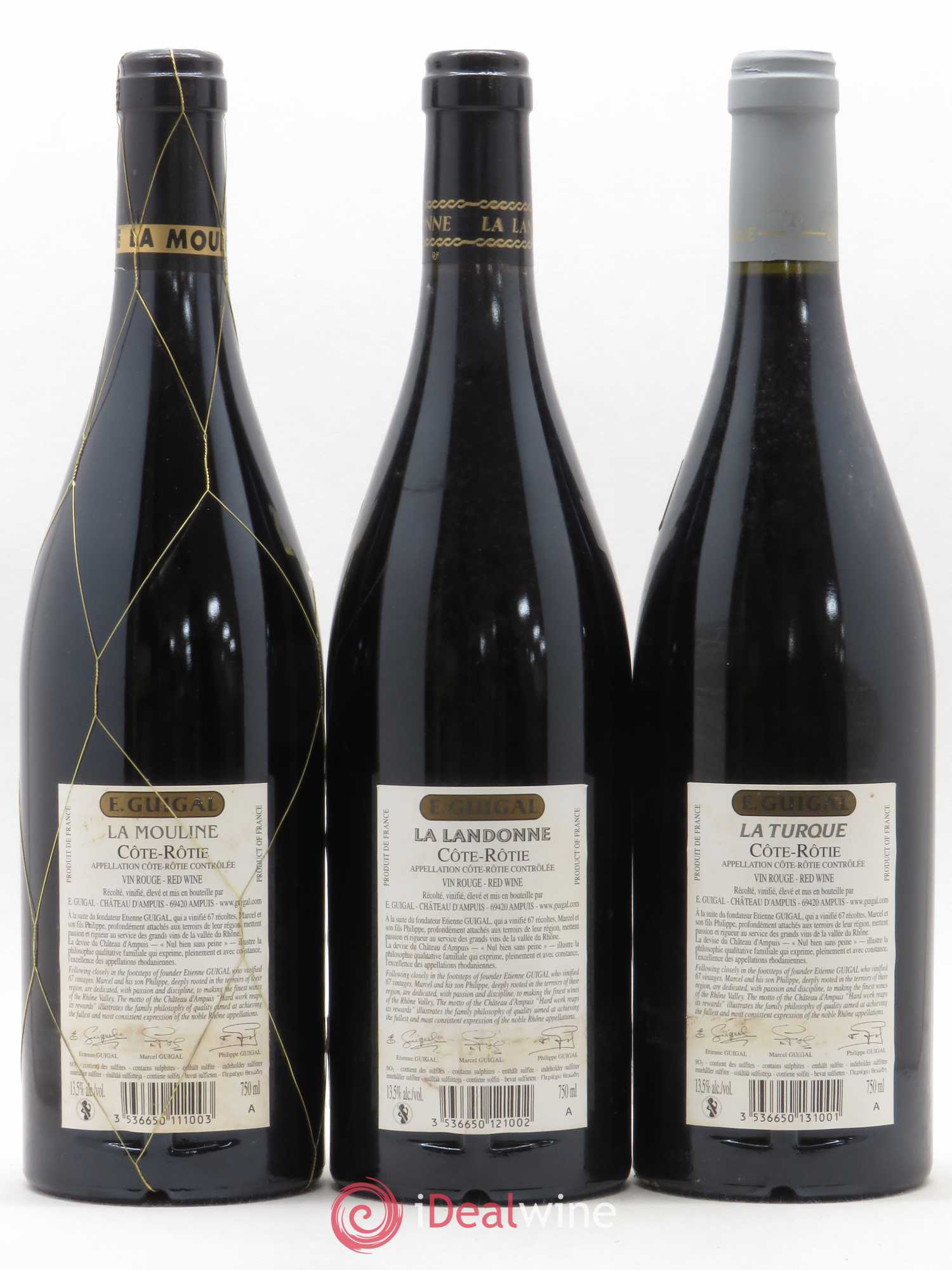 Côte-Rôtie Guigal Trilogie La Turque - La Landonne - La Mouline 2010 - Lot de 3 bouteilles - 1
