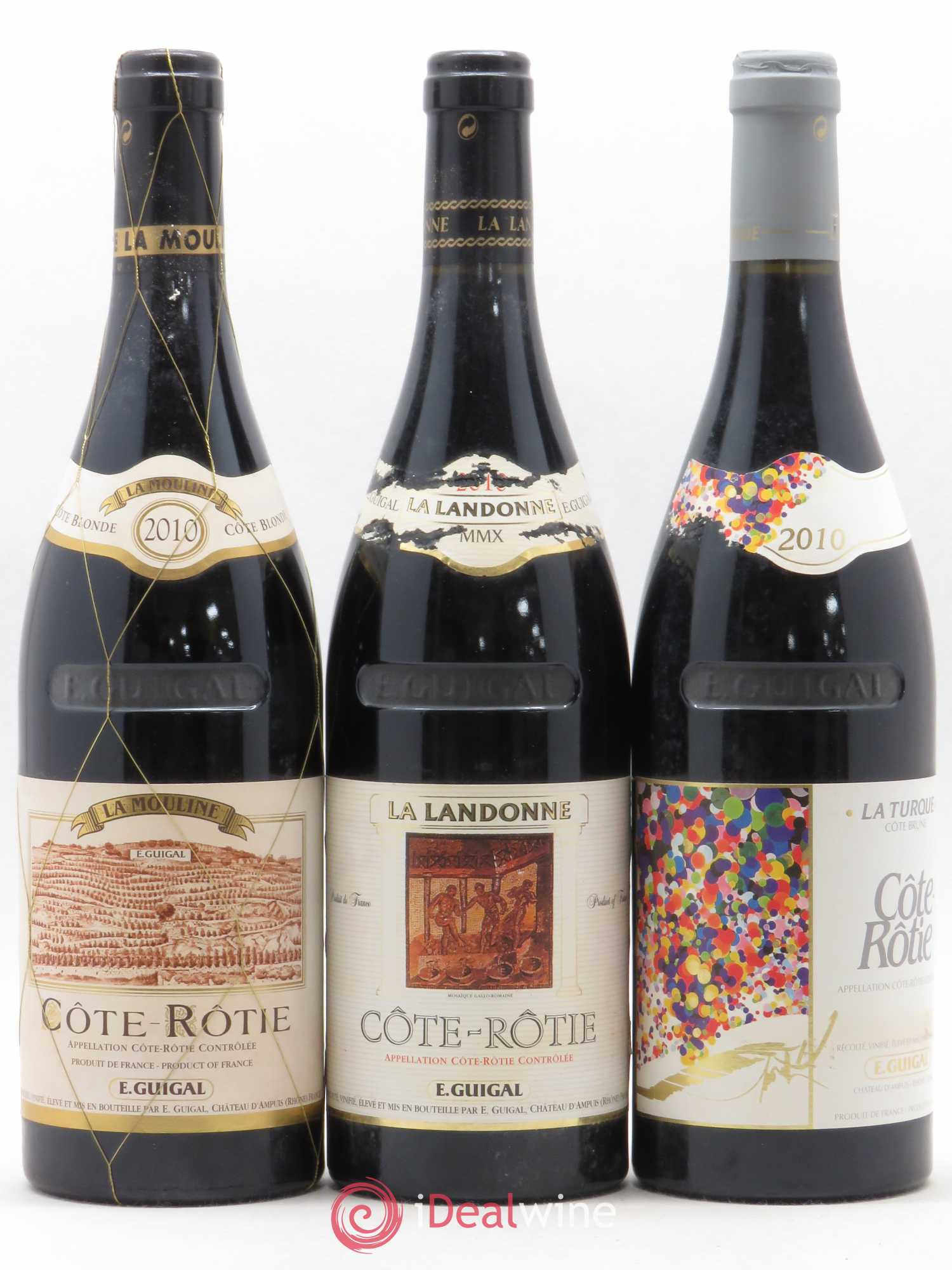 Côte-Rôtie Guigal Trilogie La Turque - La Landonne - La Mouline 2010 - Lot de 3 bouteilles - 0
