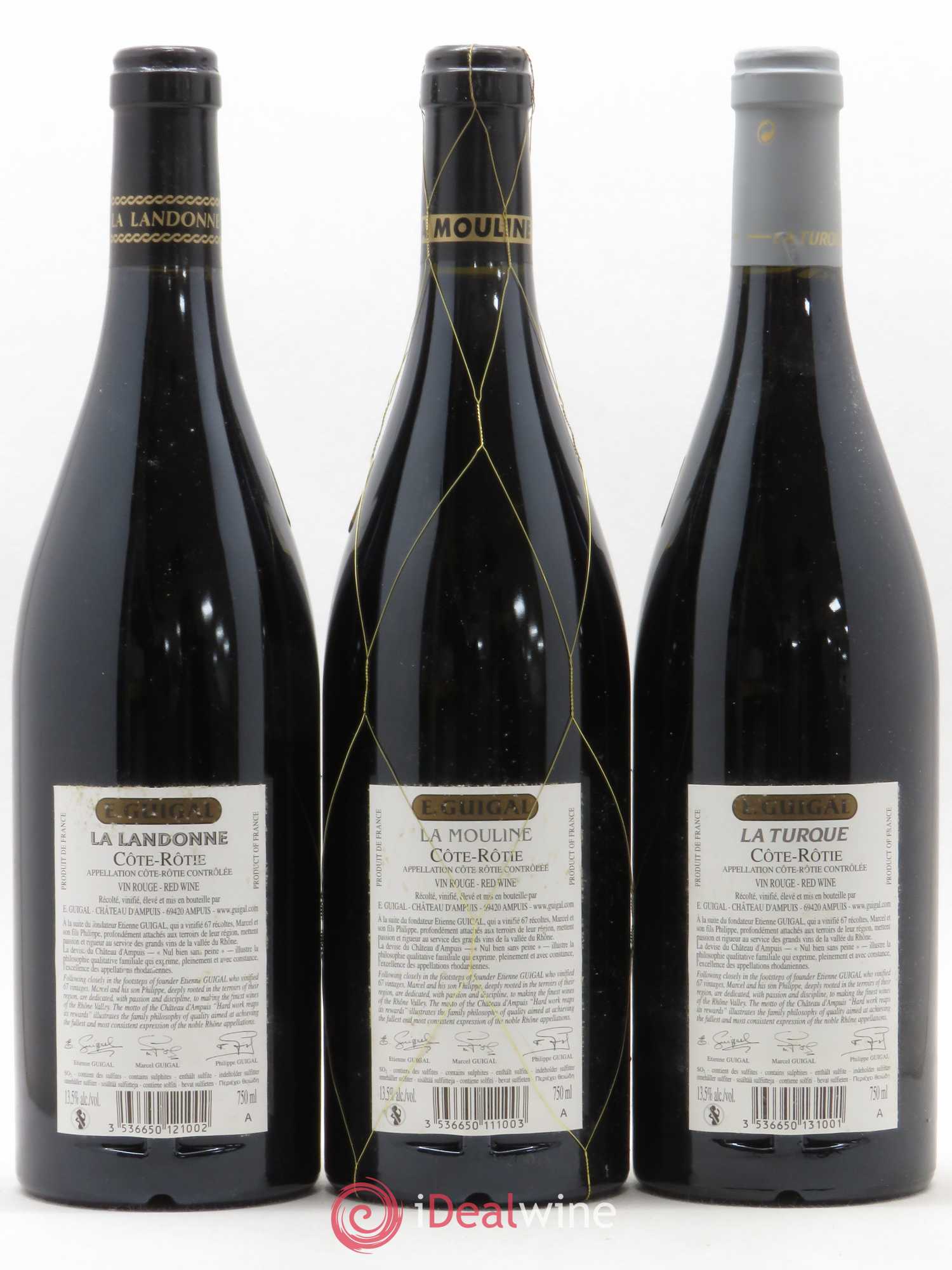 Côte-Rôtie Guigal Trilogie La Turque - La Landonne - La Mouline 2014 - Lot de 3 bouteilles - 1