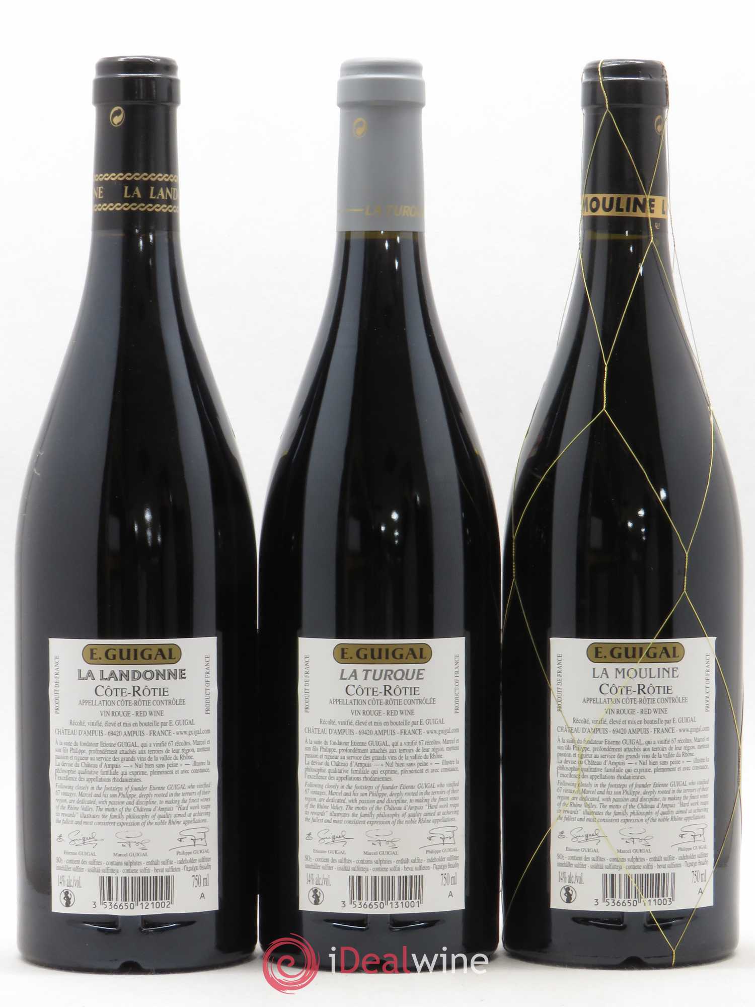 Côte-Rôtie Guigal Trilogie La Turque - La Landonne - La Mouline 2015 - Lot de 3 bouteilles - 1