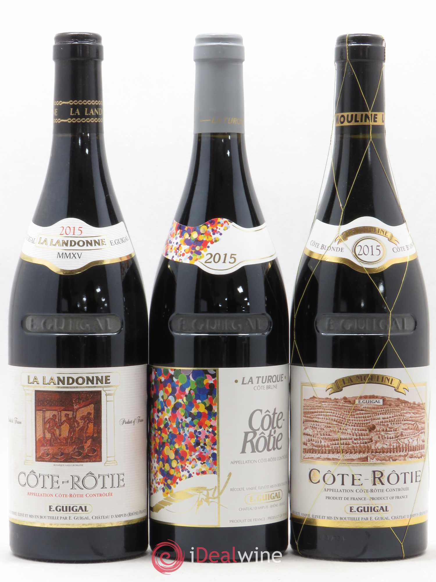 Côte-Rôtie Guigal Trilogie La Turque - La Landonne - La Mouline 2015 - Lot de 3 bouteilles - 0