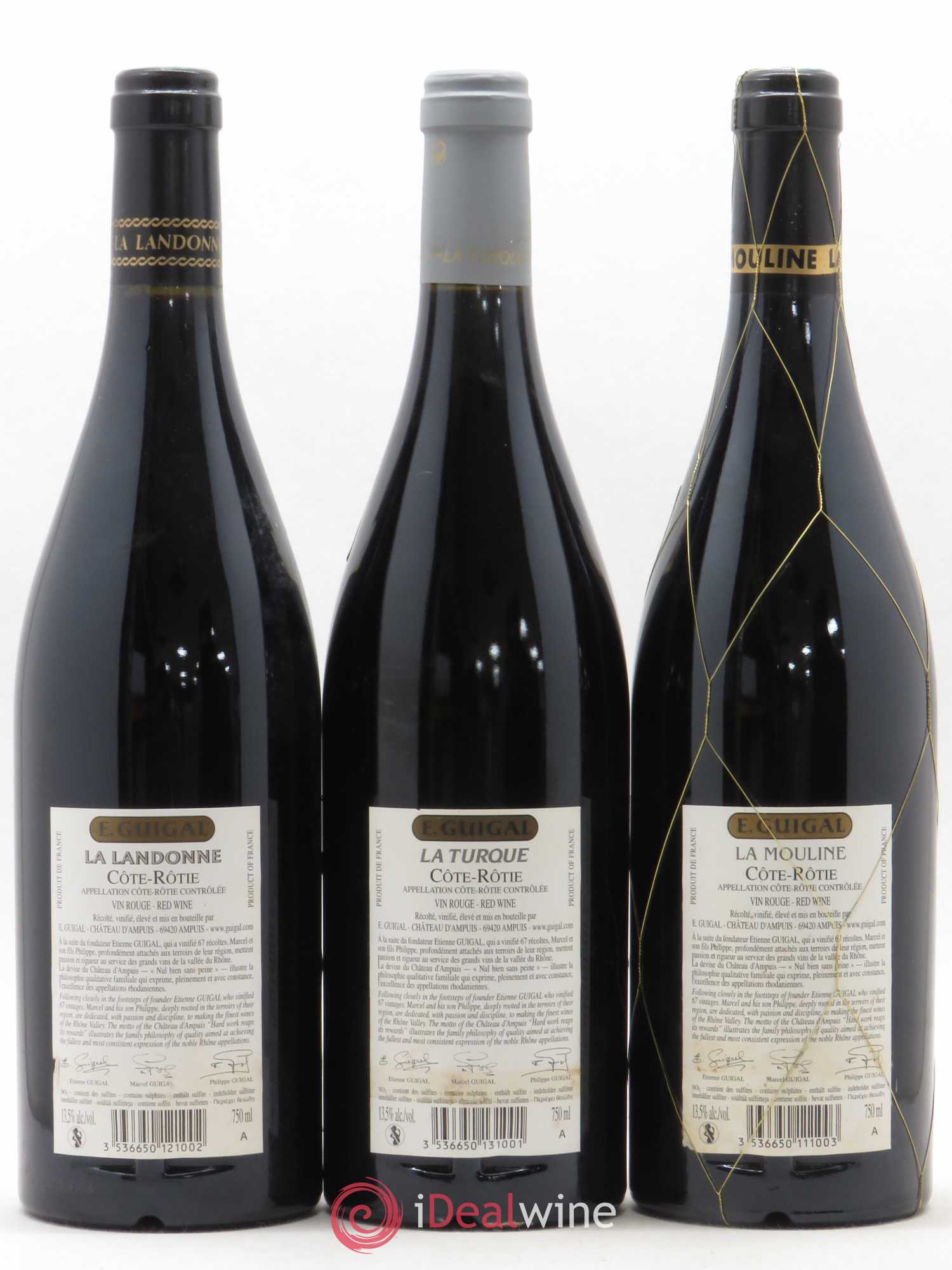 Côte-Rôtie Guigal Trilogie La Turque - La Landonne - La Mouline 2010 - Lot de 3 bouteilles - 1