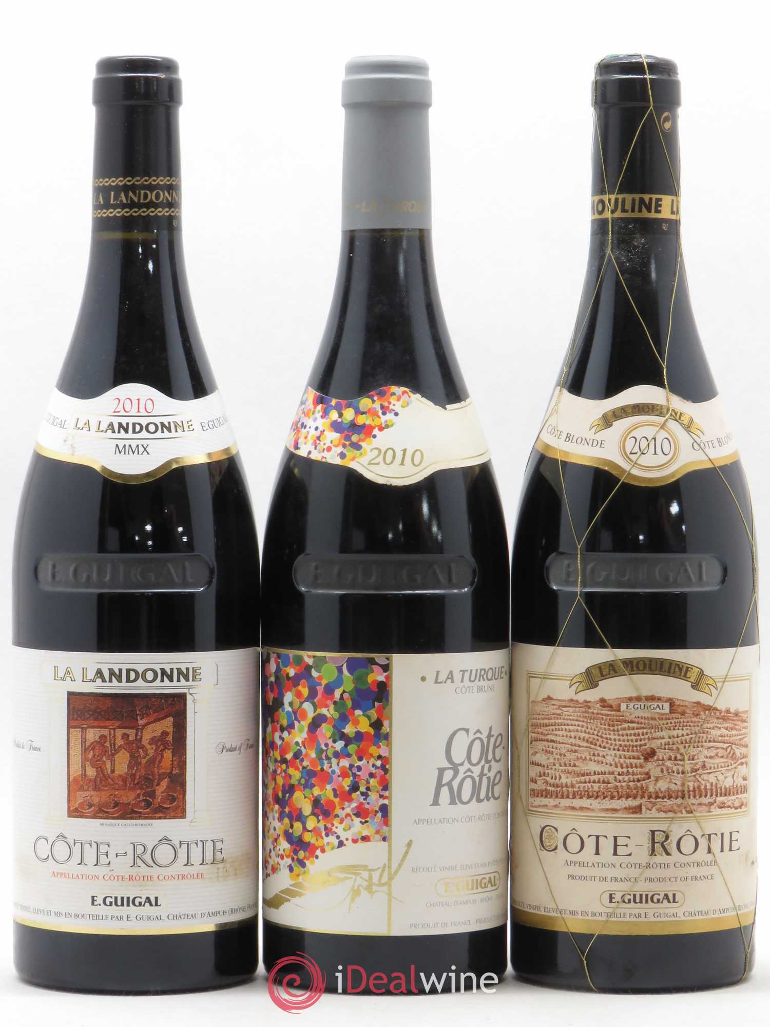 Côte-Rôtie Guigal Trilogie La Turque - La Landonne - La Mouline 2010 - Lot de 3 bouteilles - 0