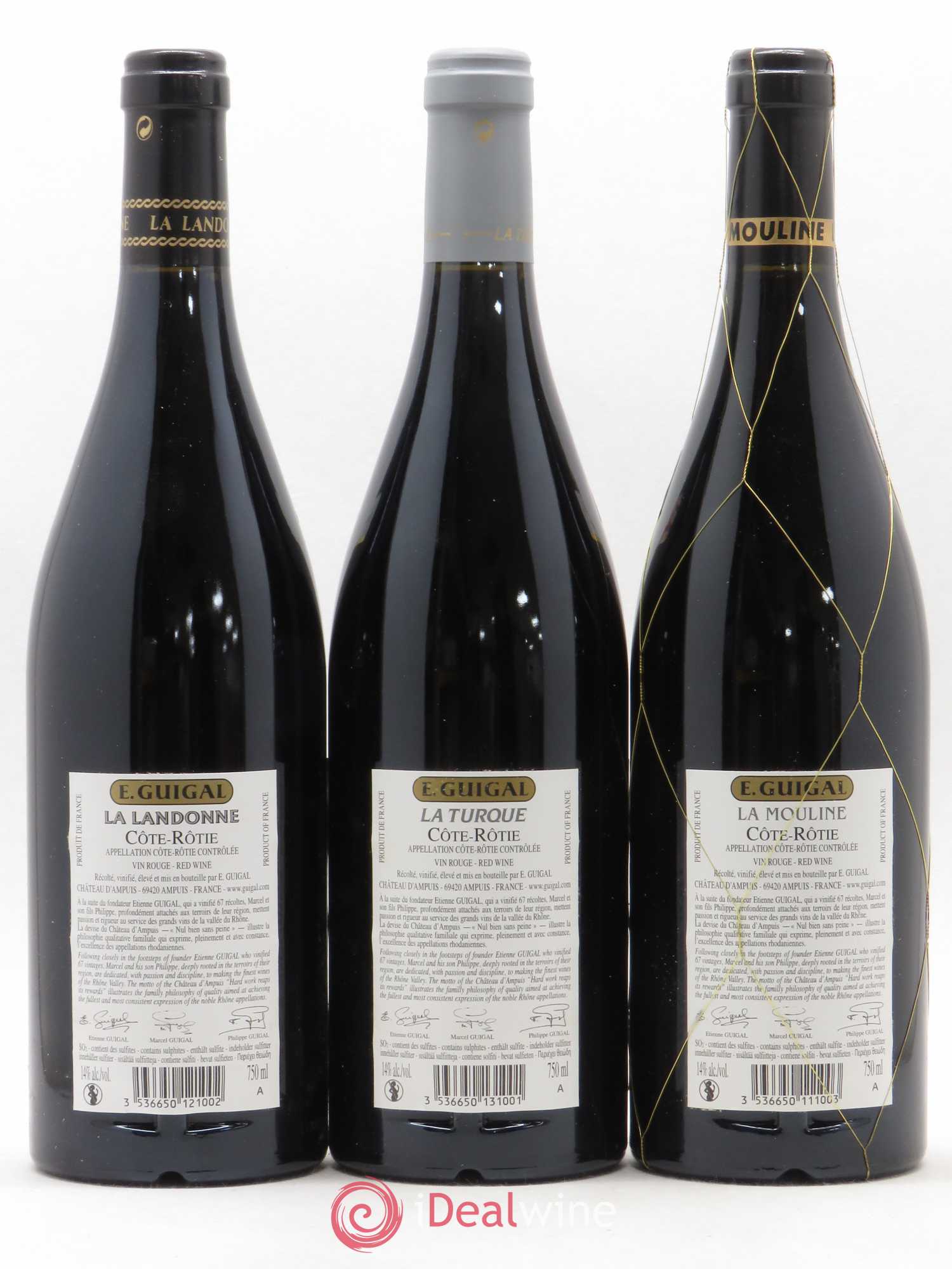 Côte-Rôtie Guigal Trilogie La Turque - La Landonne - La Mouline 2015 - Lot de 3 bouteilles - 1