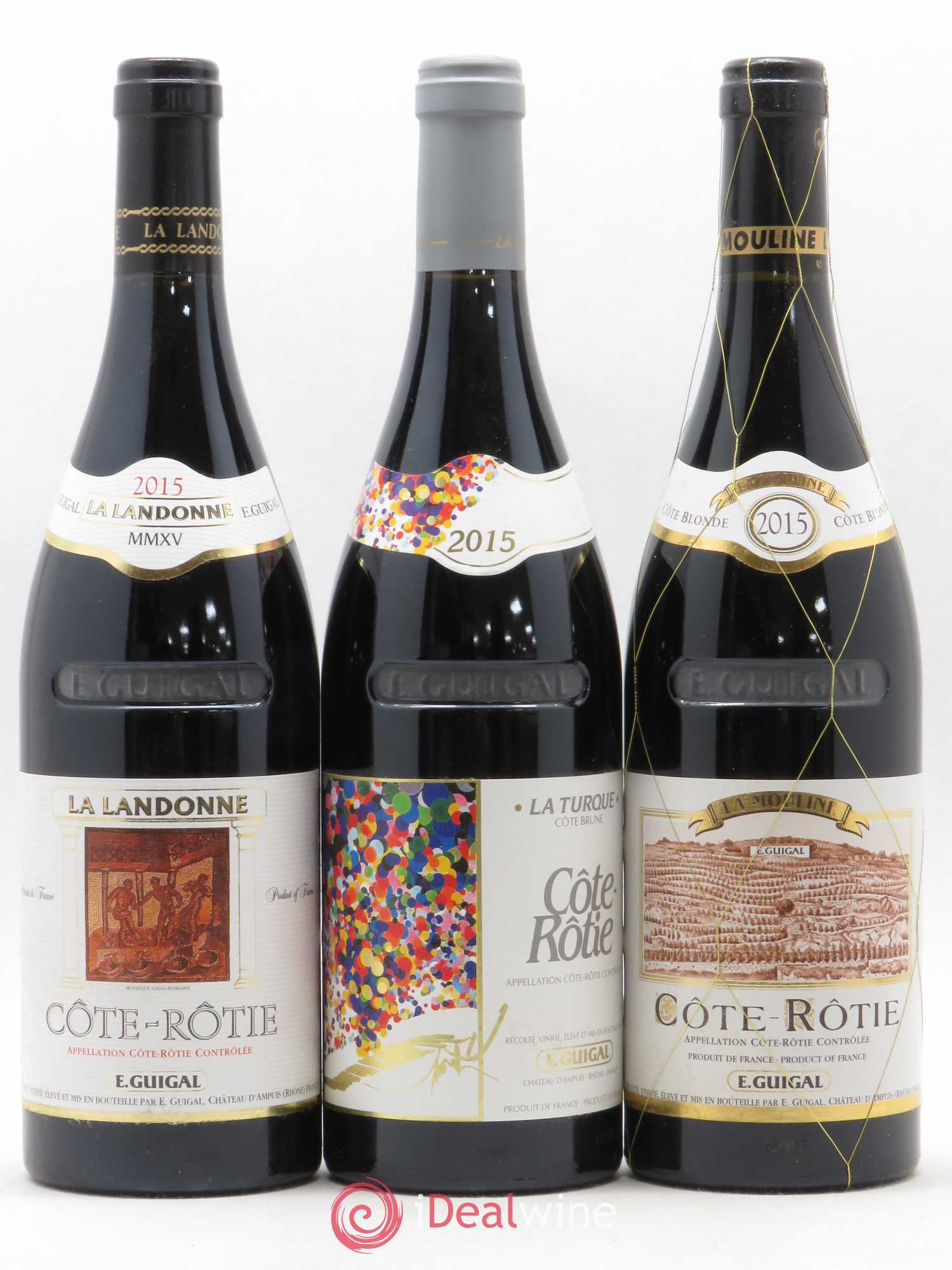 Côte-Rôtie Guigal Trilogie La Turque - La Landonne - La Mouline 2015 - Lot de 3 bouteilles - 0