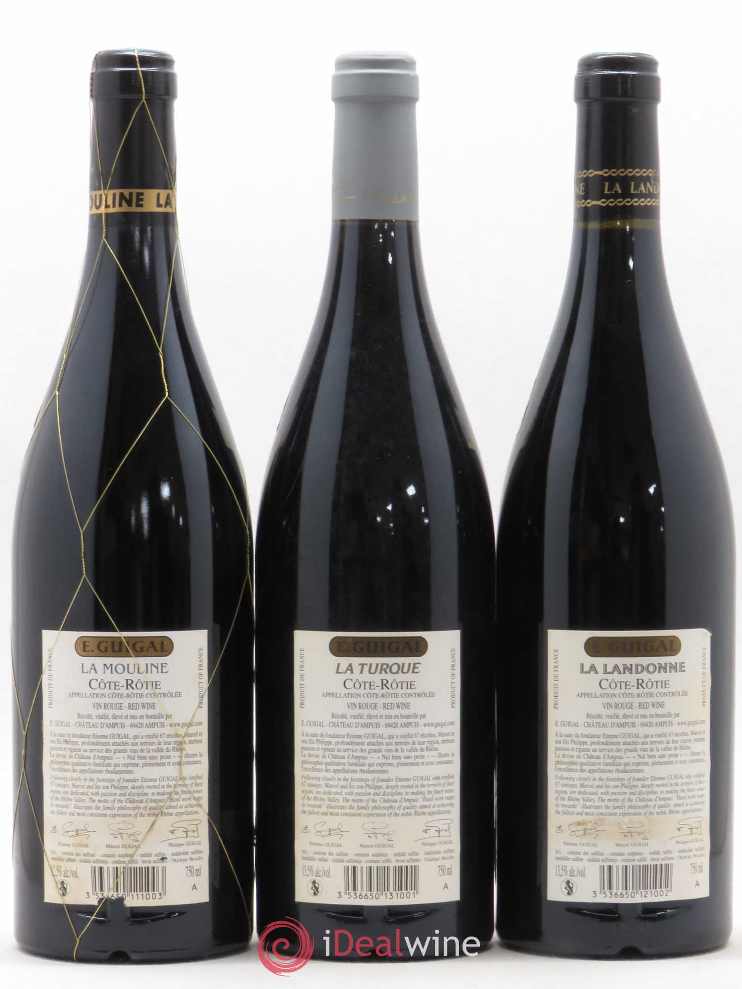 Côte-Rôtie Guigal Trilogie La Turque - La Landonne - La Mouline 2010 - Lot de 3 bouteilles - 1