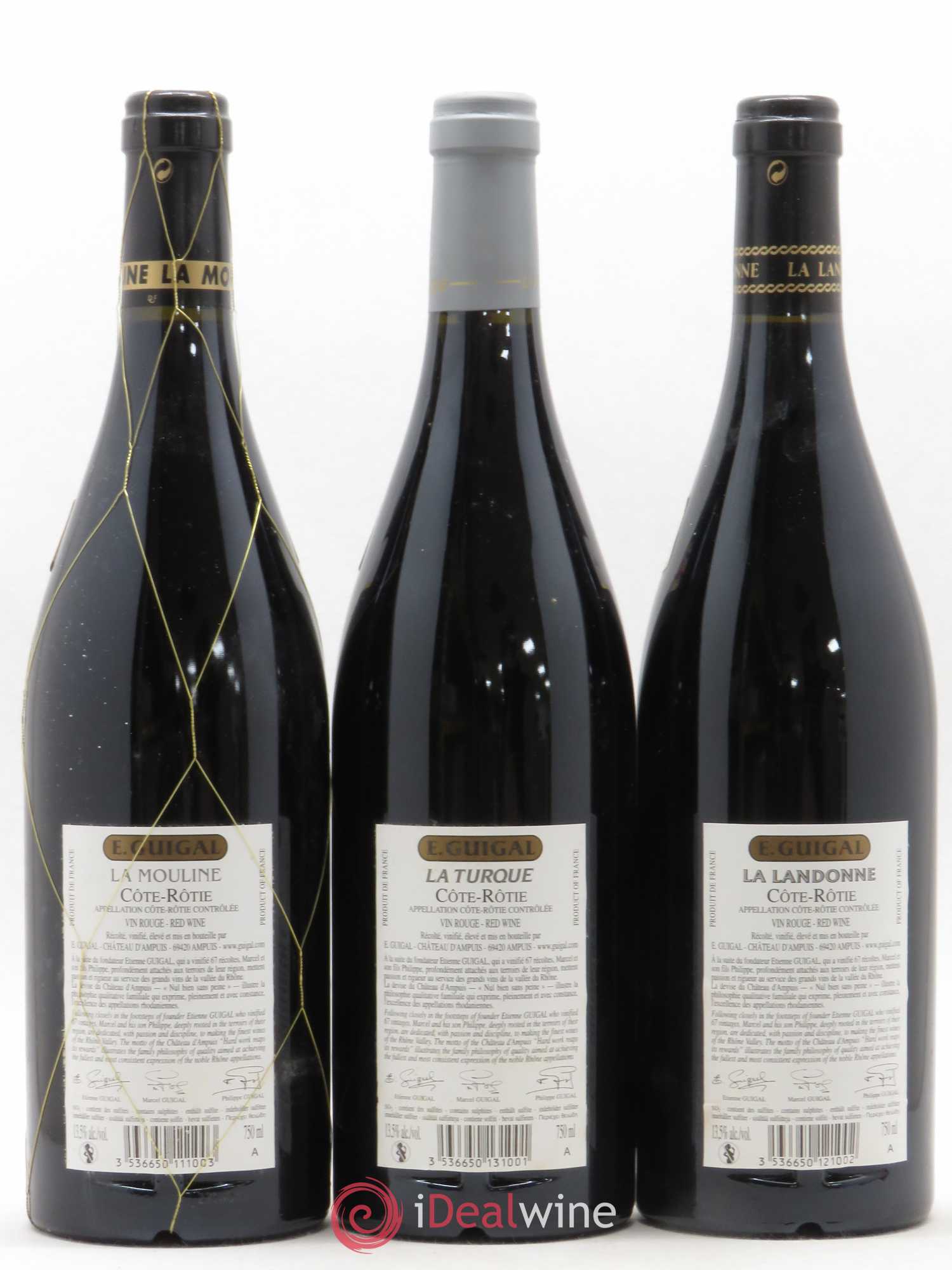 Côte-Rôtie Guigal Trilogie La Turque - La Landonne - La Mouline 2014 - Lot de 3 bouteilles - 1