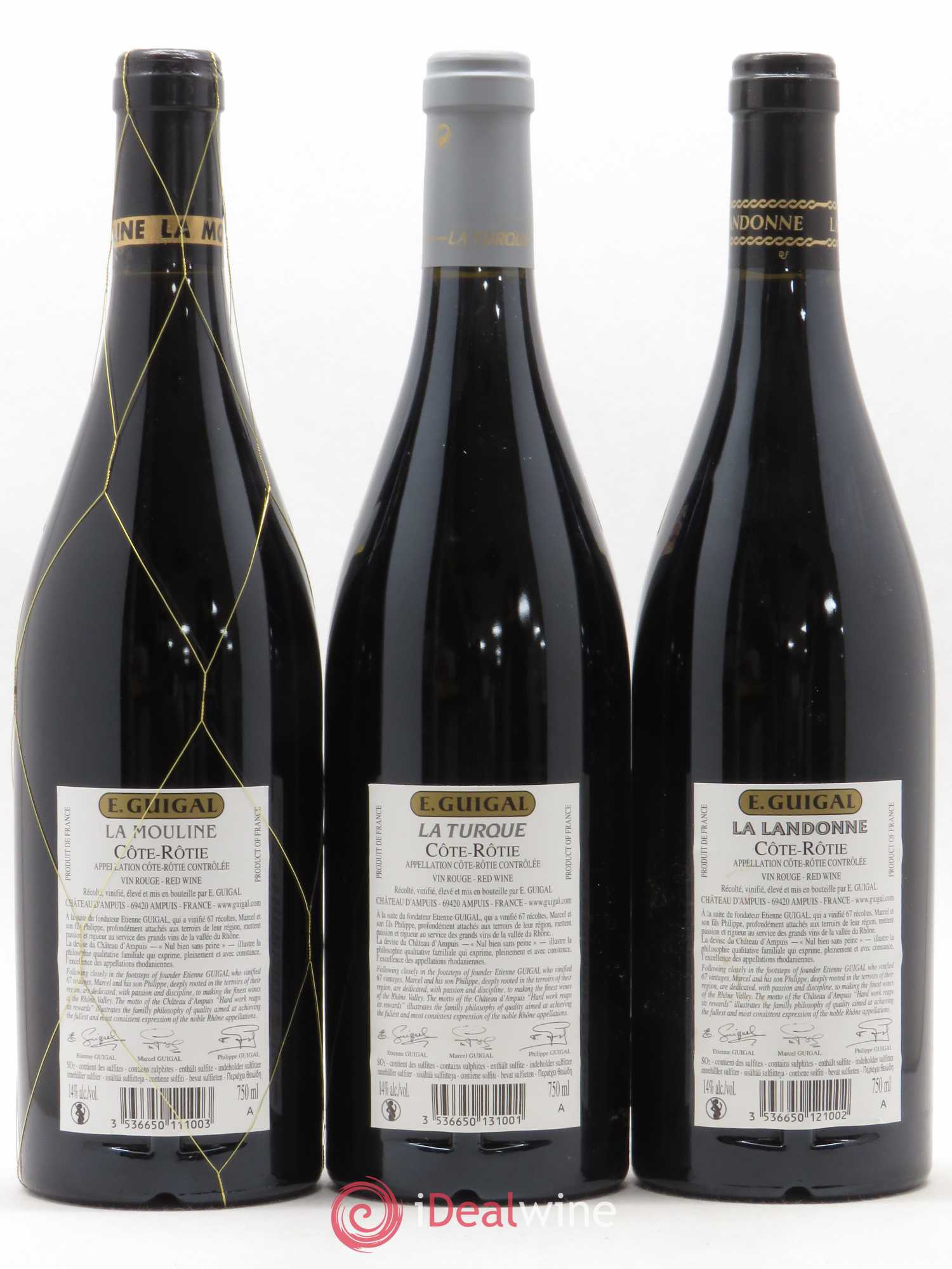 Côte-Rôtie Guigal Trilogie La Turque - La Landonne - La Mouline 2015 - Lot de 3 bouteilles - 1