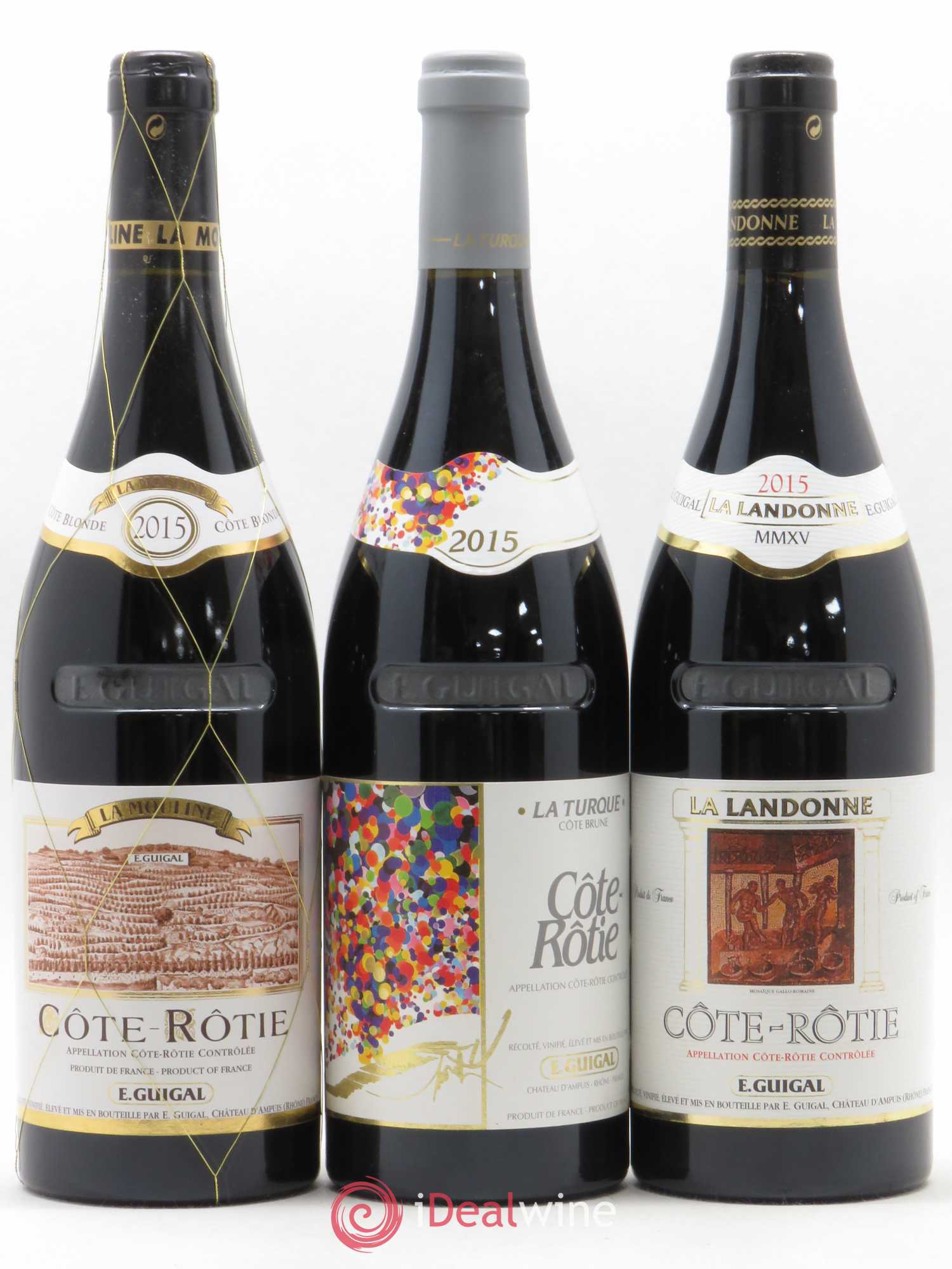 Côte-Rôtie Guigal Trilogie La Turque - La Landonne - La Mouline 2015 - Lot de 3 bouteilles - 0