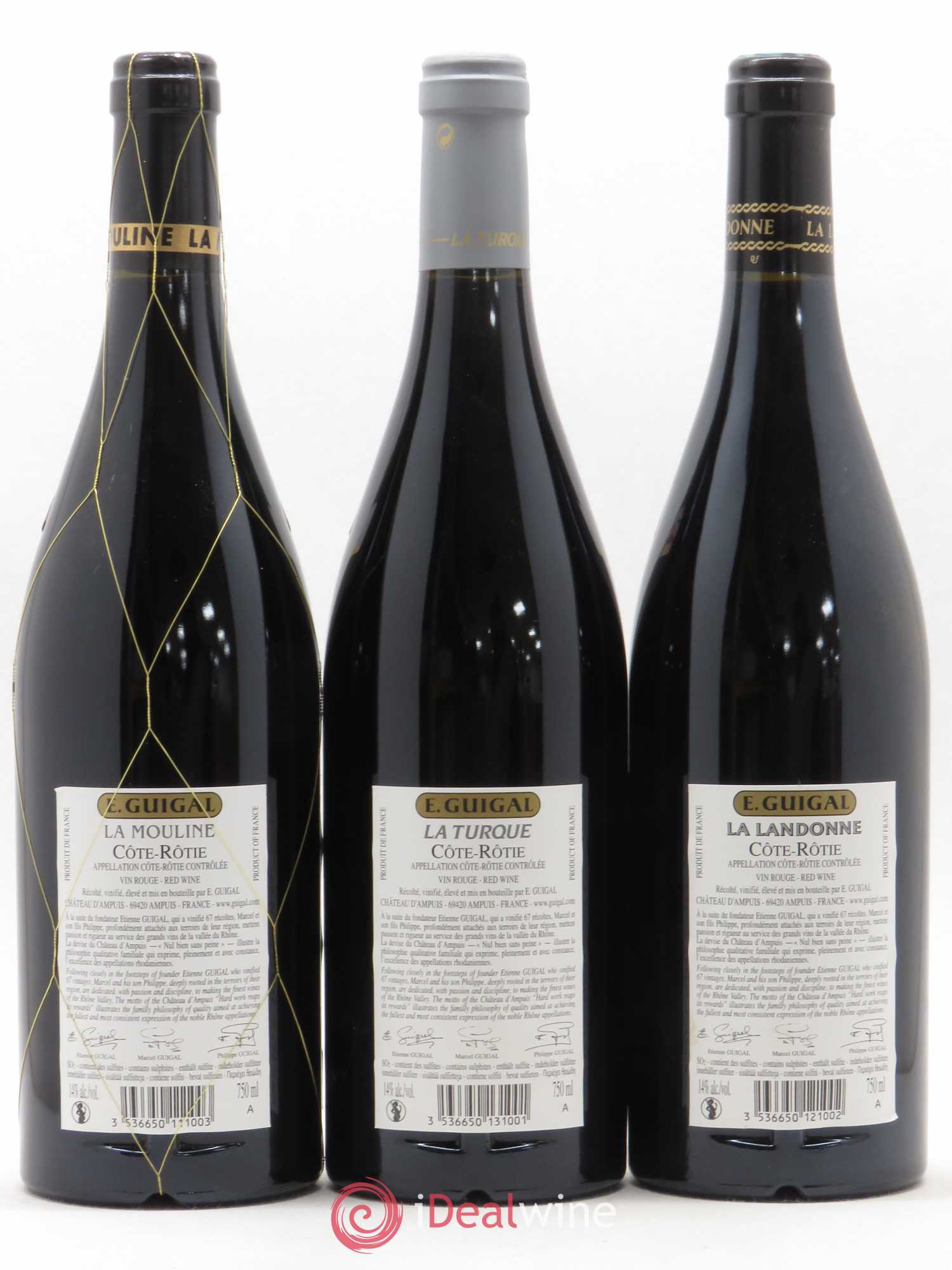 Côte-Rôtie Guigal Trilogie La Turque - La Landonne - La Mouline 2015 - Lot de 3 bouteilles - 1