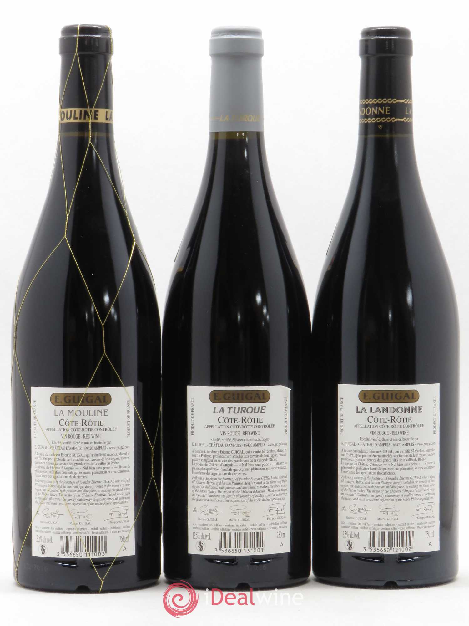 Côte-Rôtie Guigal Trilogie La Turque - La Landonne - La Mouline 2013 - Lot de 3 bouteilles - 1