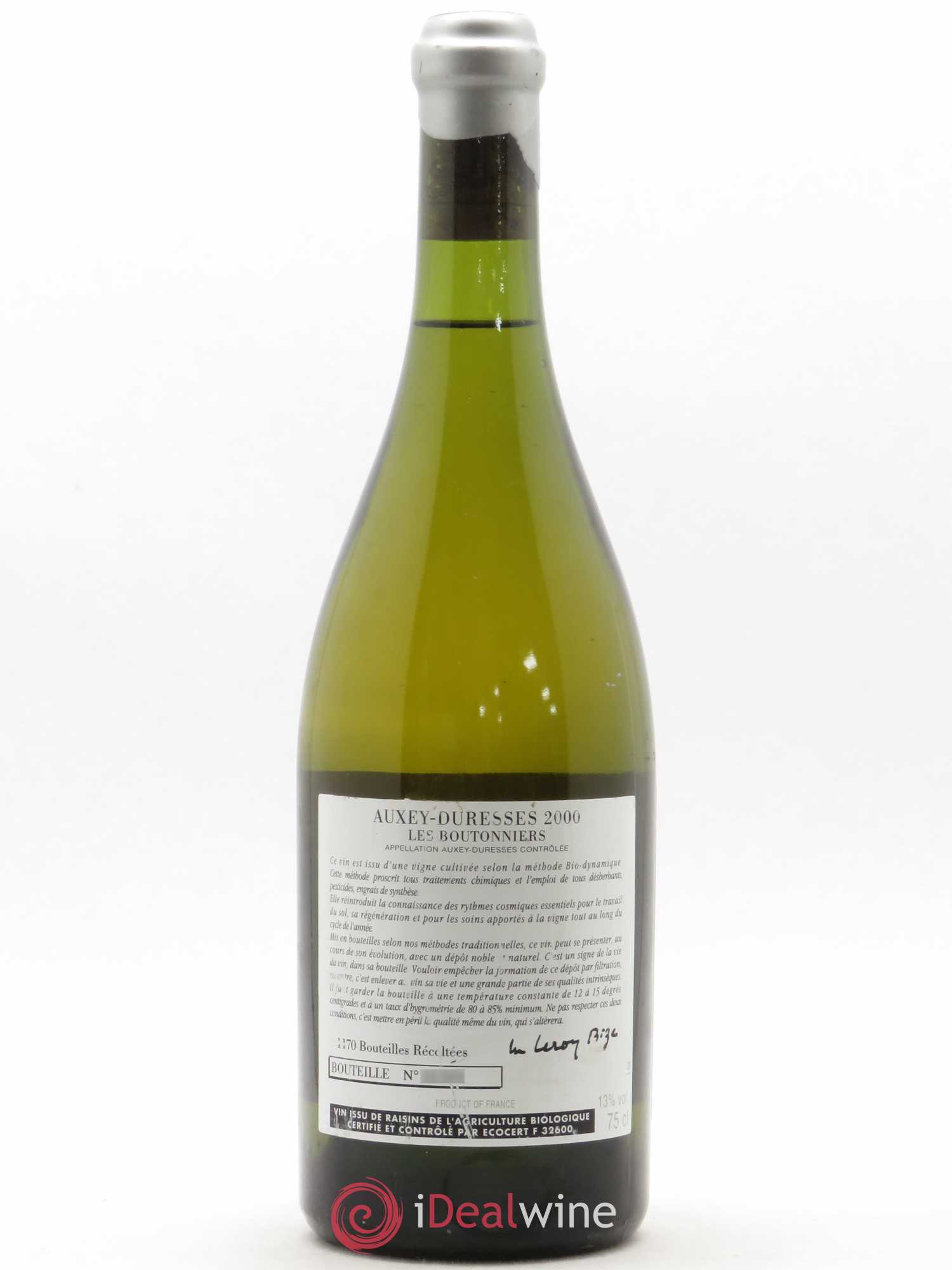 Auxey-Duresses Les Boutonniers d'Auvenay (Domaine) 2000 - Lot de 1 bouteille - 1