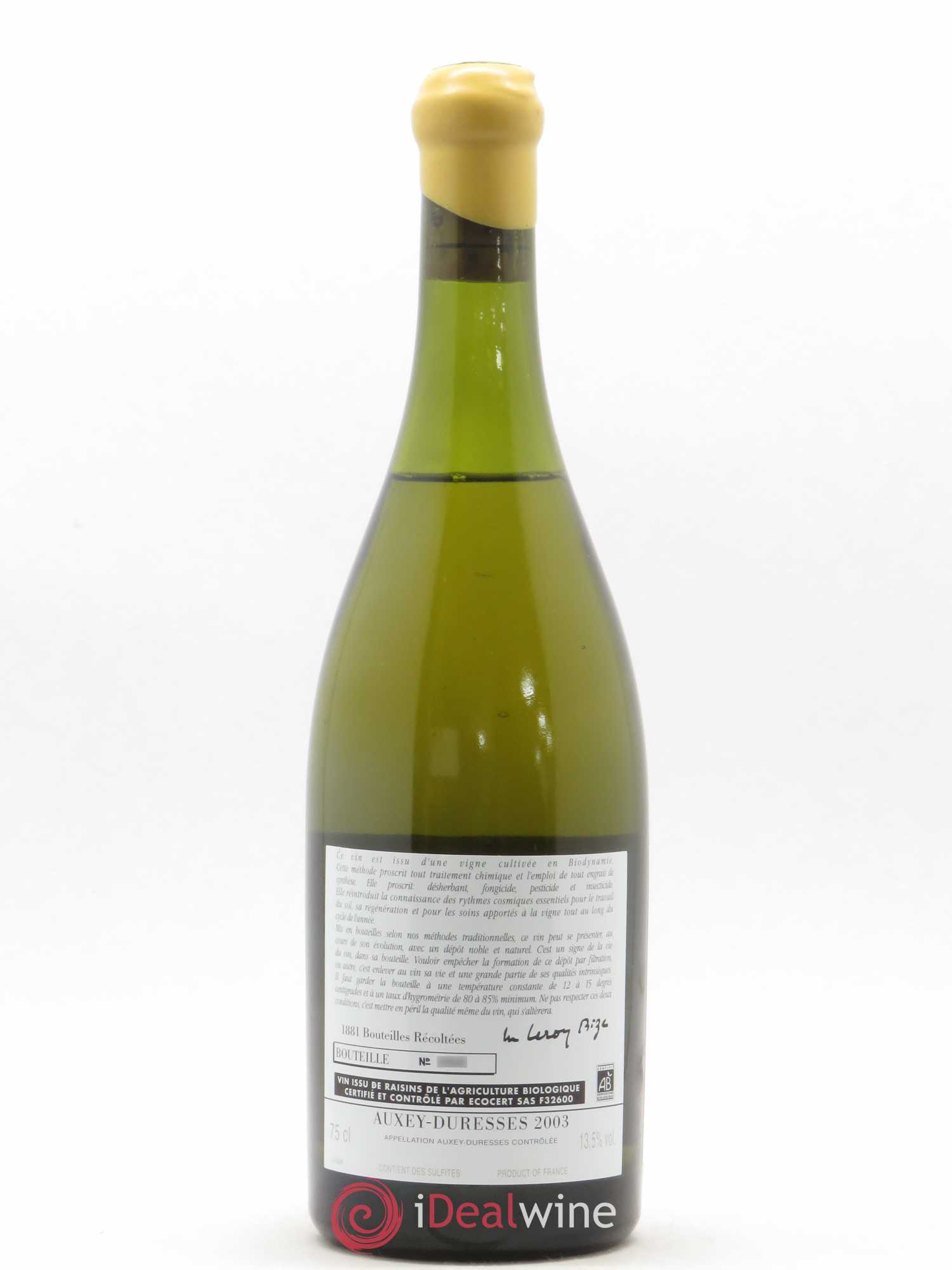 Auxey-Duresses d'Auvenay (Domaine) 2003 - Lot de 1 bouteille - 1