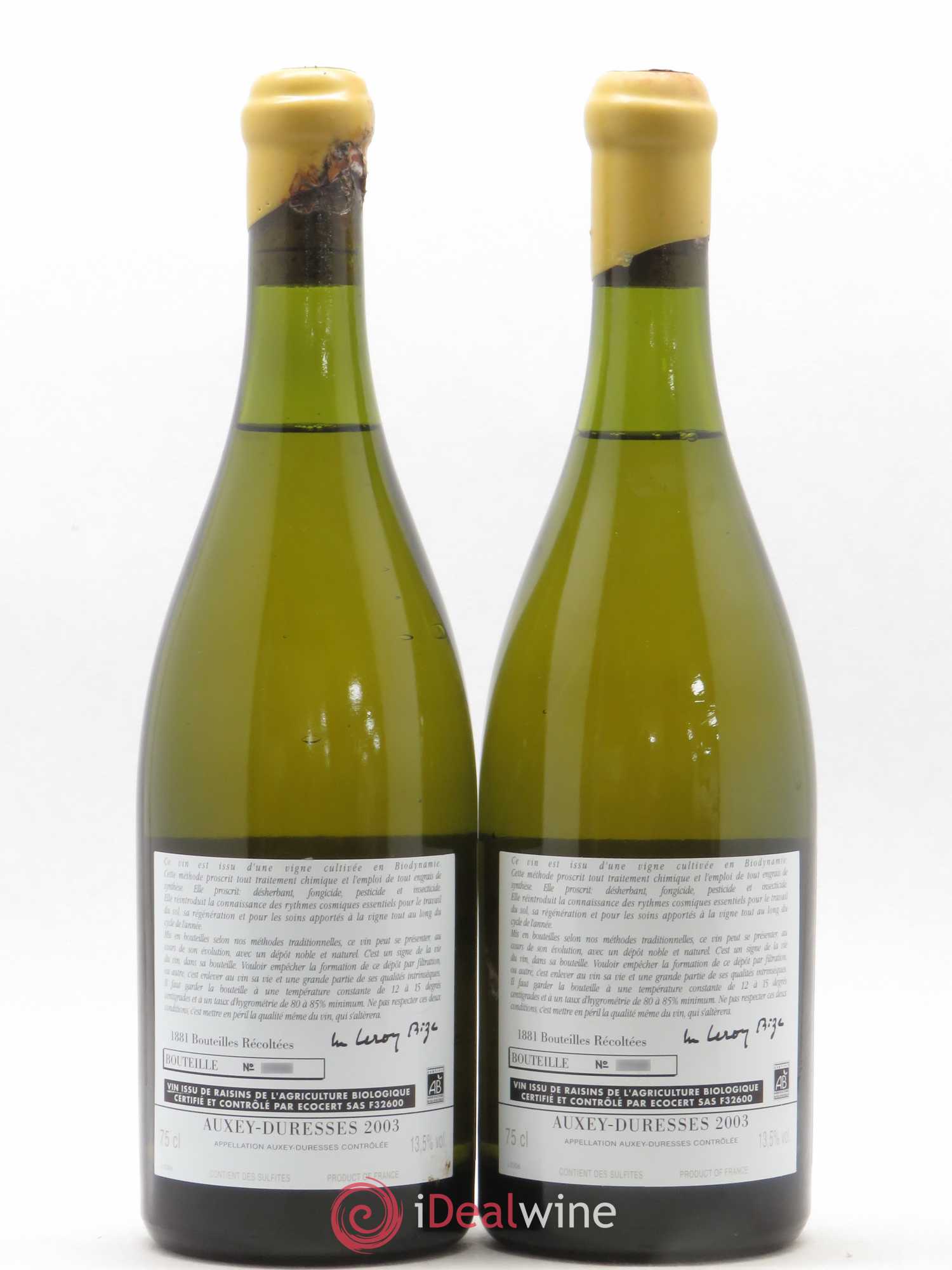 Auxey-Duresses d'Auvenay (Domaine) 2003 - Lot de 2 bouteilles - 1