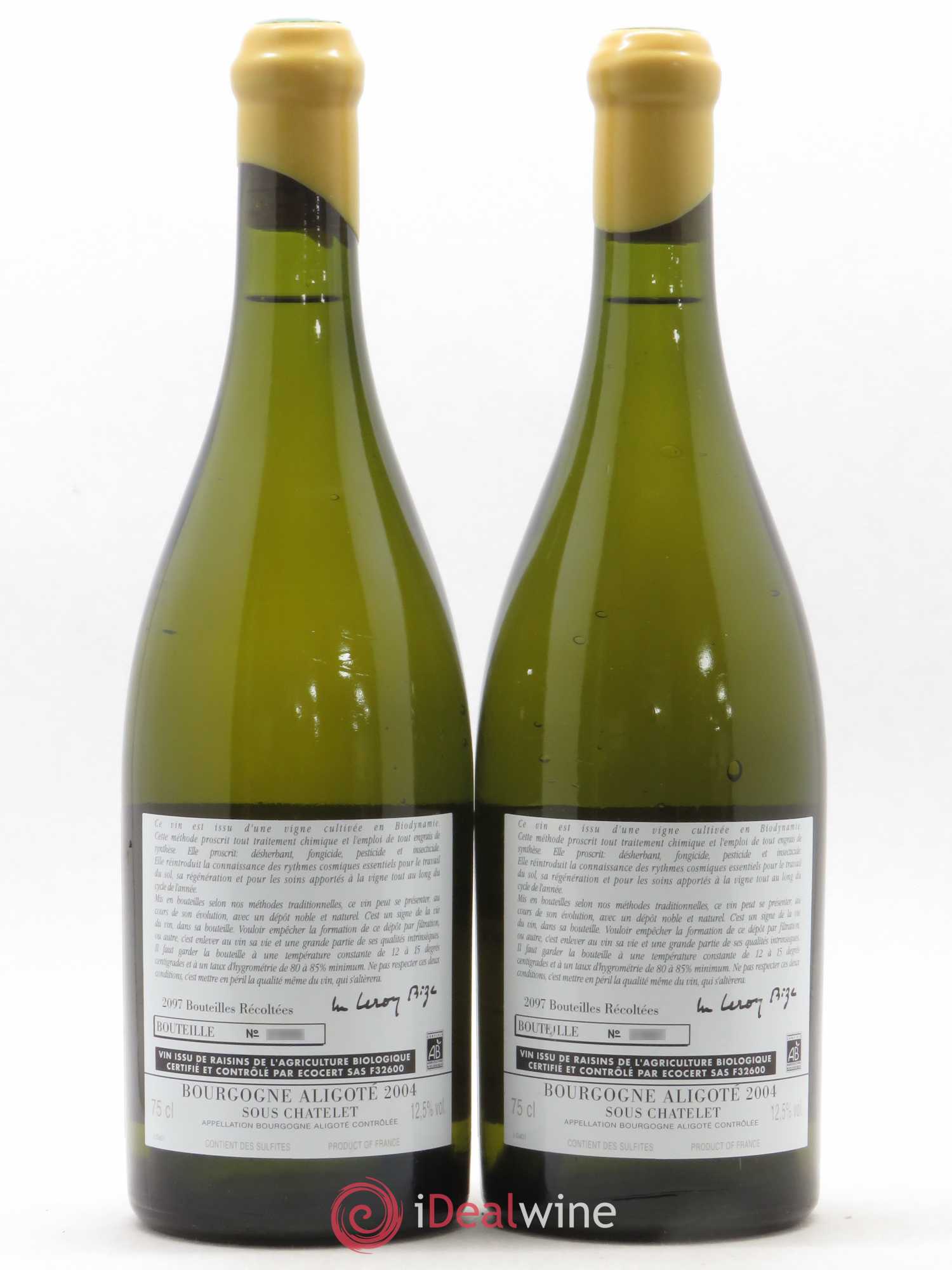 Bourgogne Aligoté Sous Chatelet d'Auvenay (Domaine) 2004 - Lot de 2 bouteilles - 1