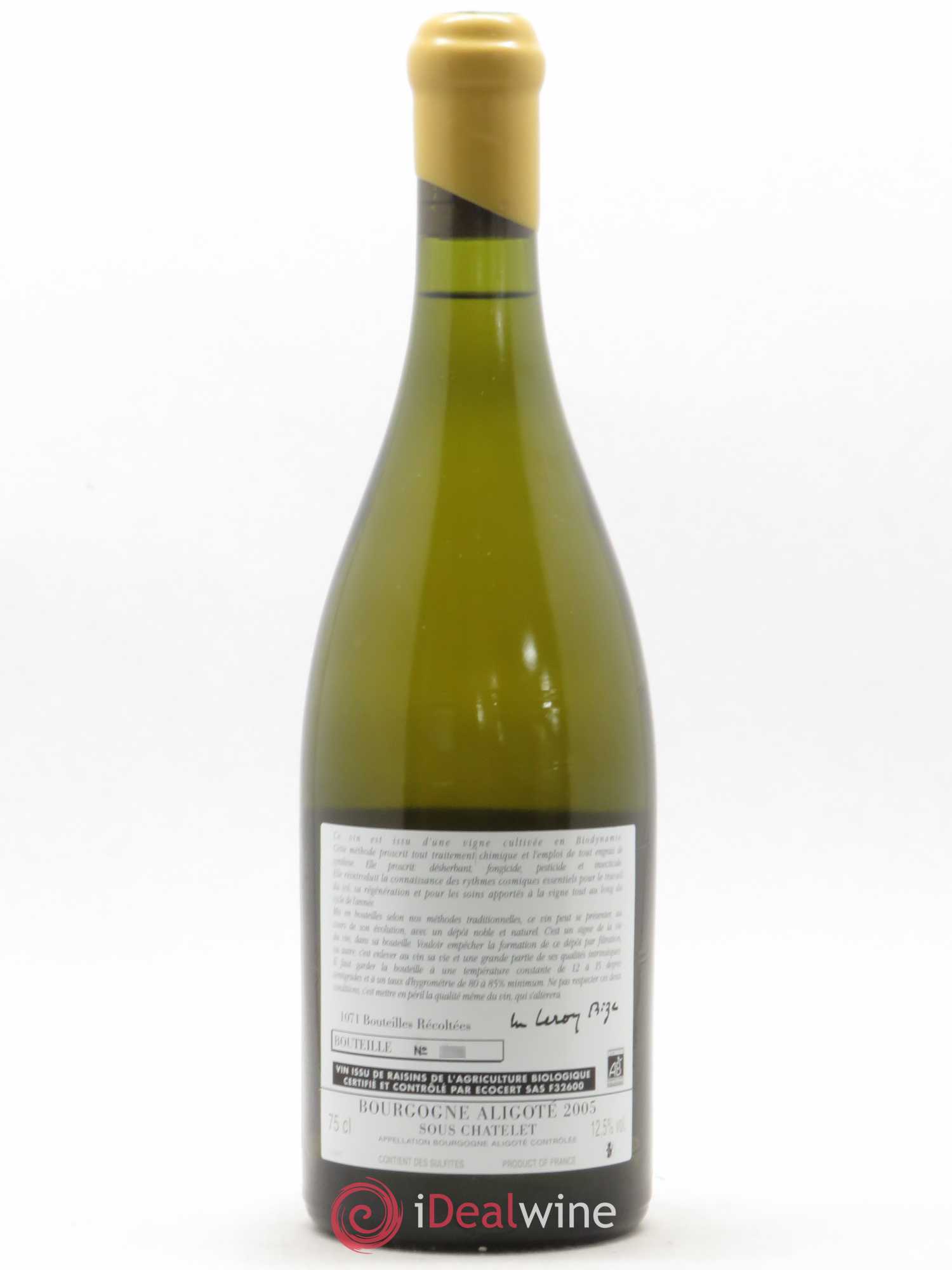 Bourgogne Aligoté Sous Chatelet d'Auvenay (Domaine) 2005 - Lot de 1 bouteille - 1