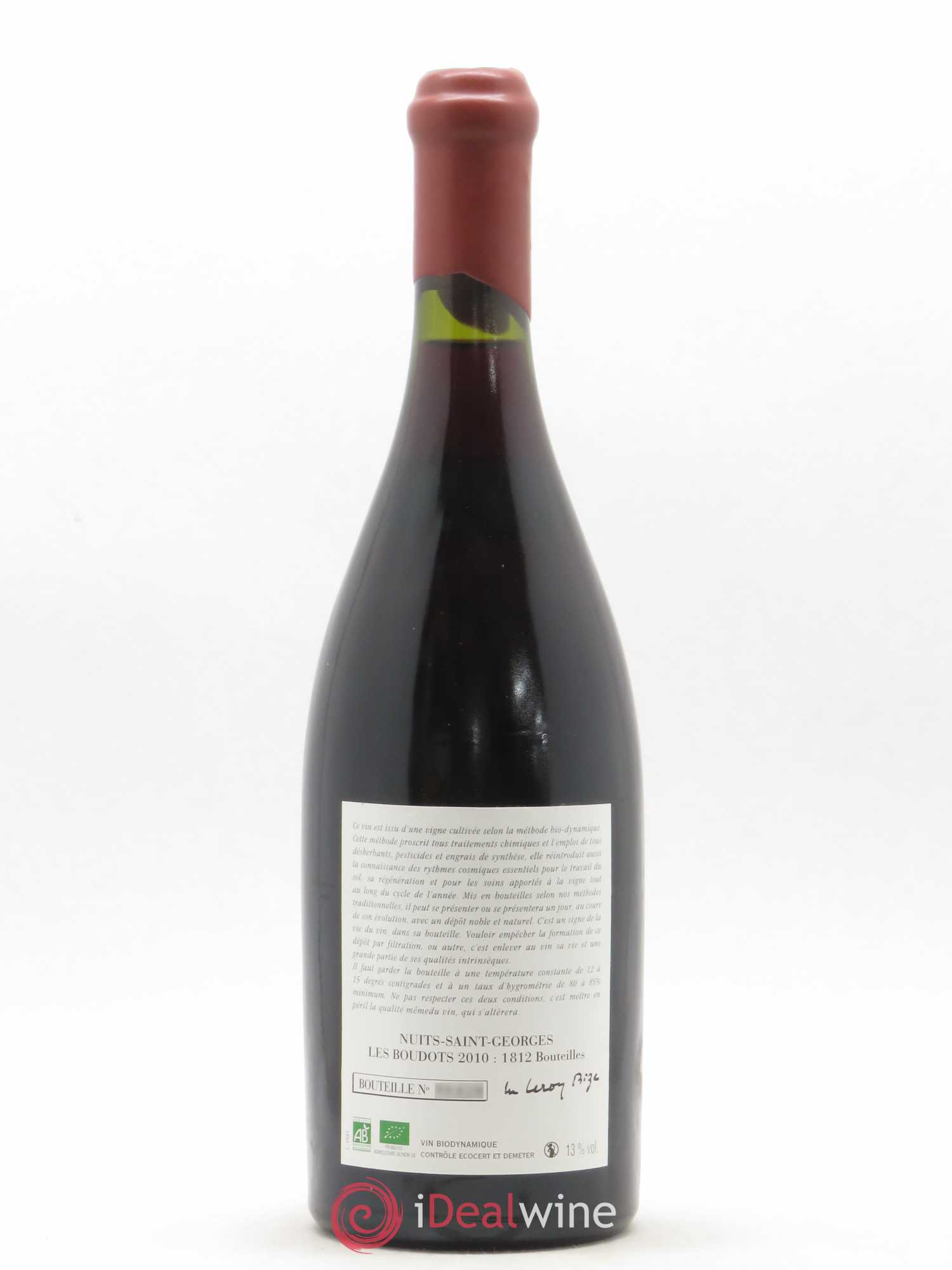 Nuits-Saint-Georges 1er Cru Aux Boudots Leroy (Domaine) 2010 - Posten von 1 Flasche - 1