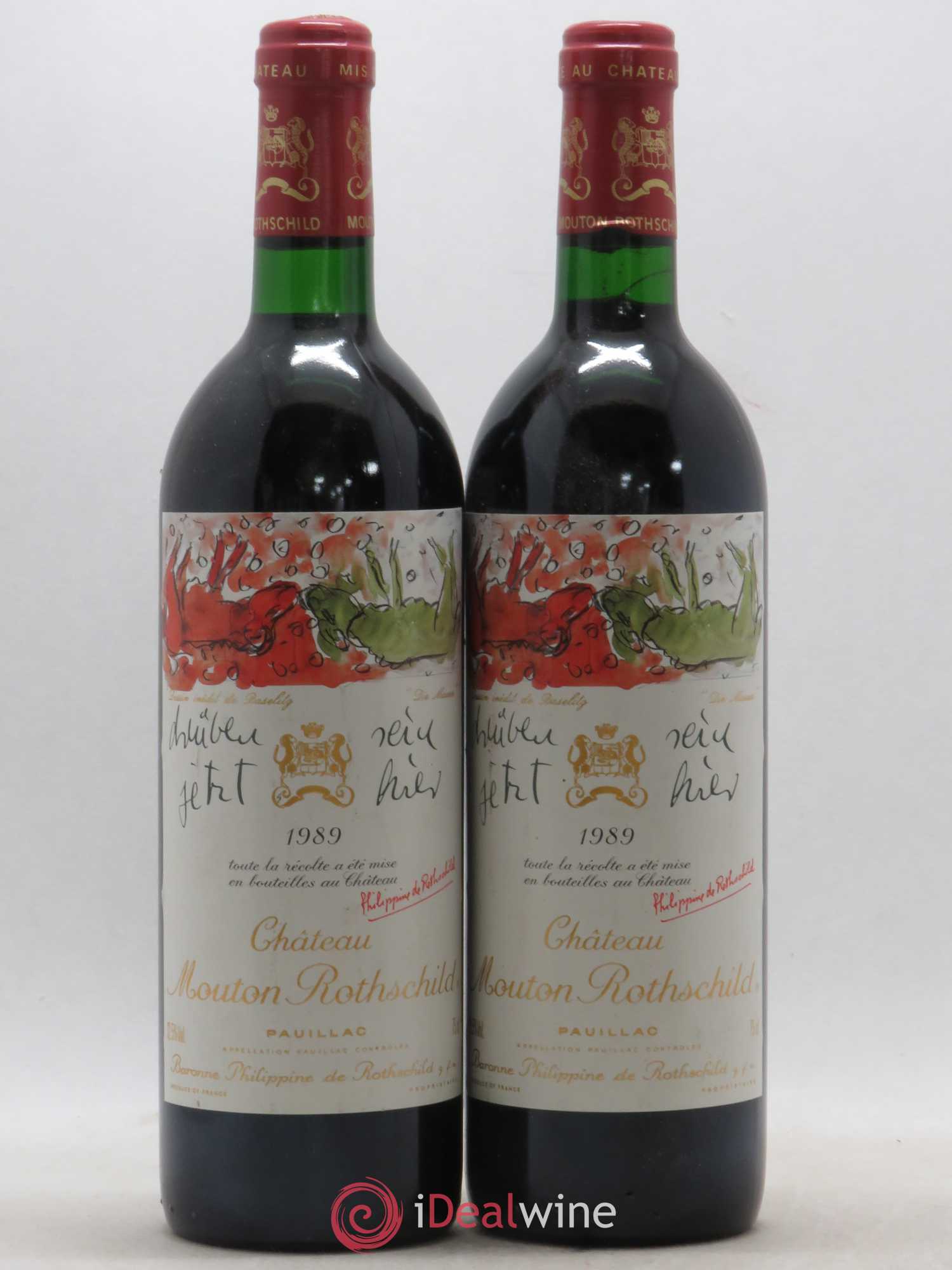 Château Mouton Rothschild 1er Grand Cru Classé 1989 - Lot de 2 bouteilles - 0