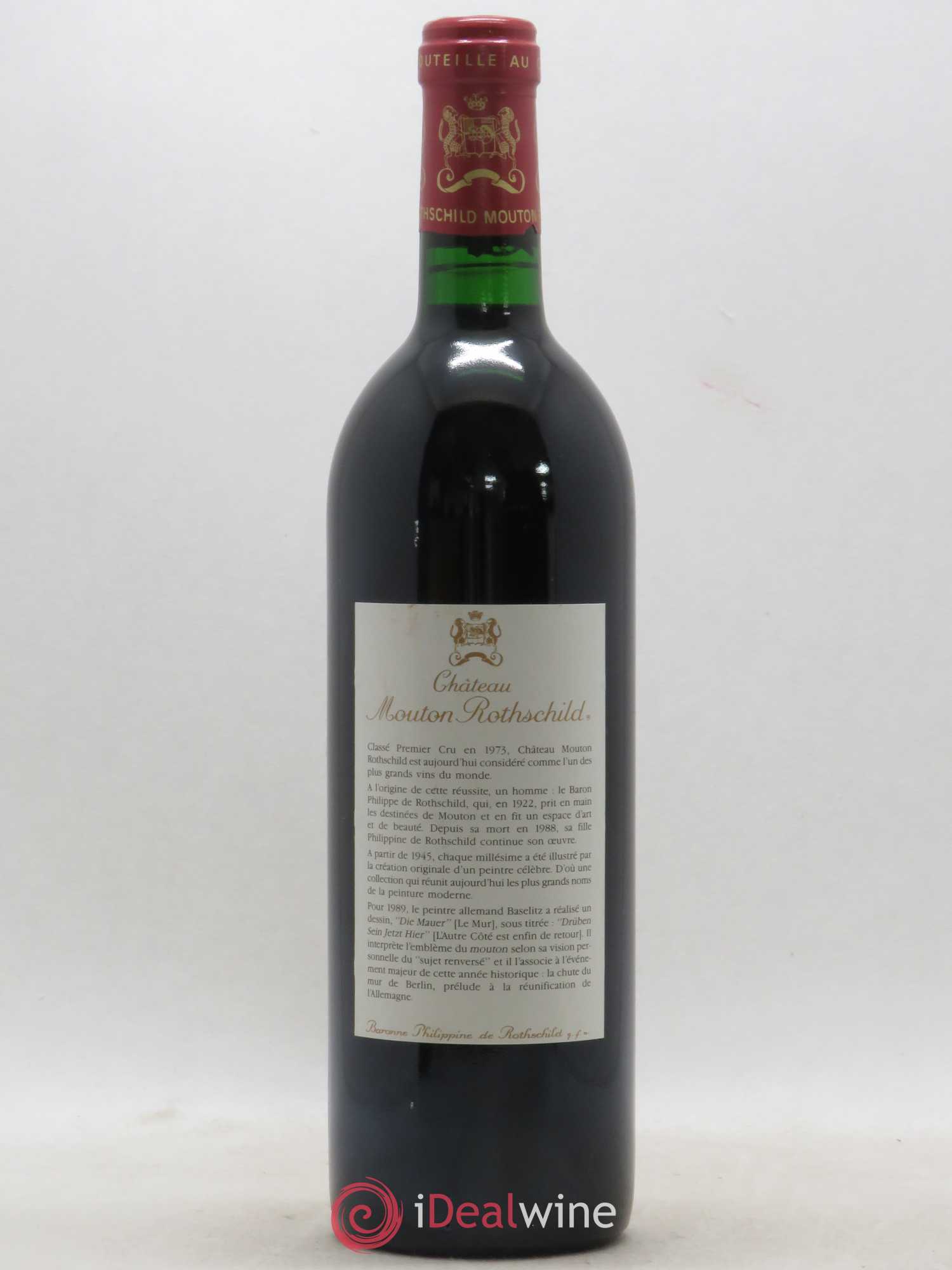 Château Mouton Rothschild 1er Grand Cru Classé 1989 - Lot de 1 bouteille - 1
