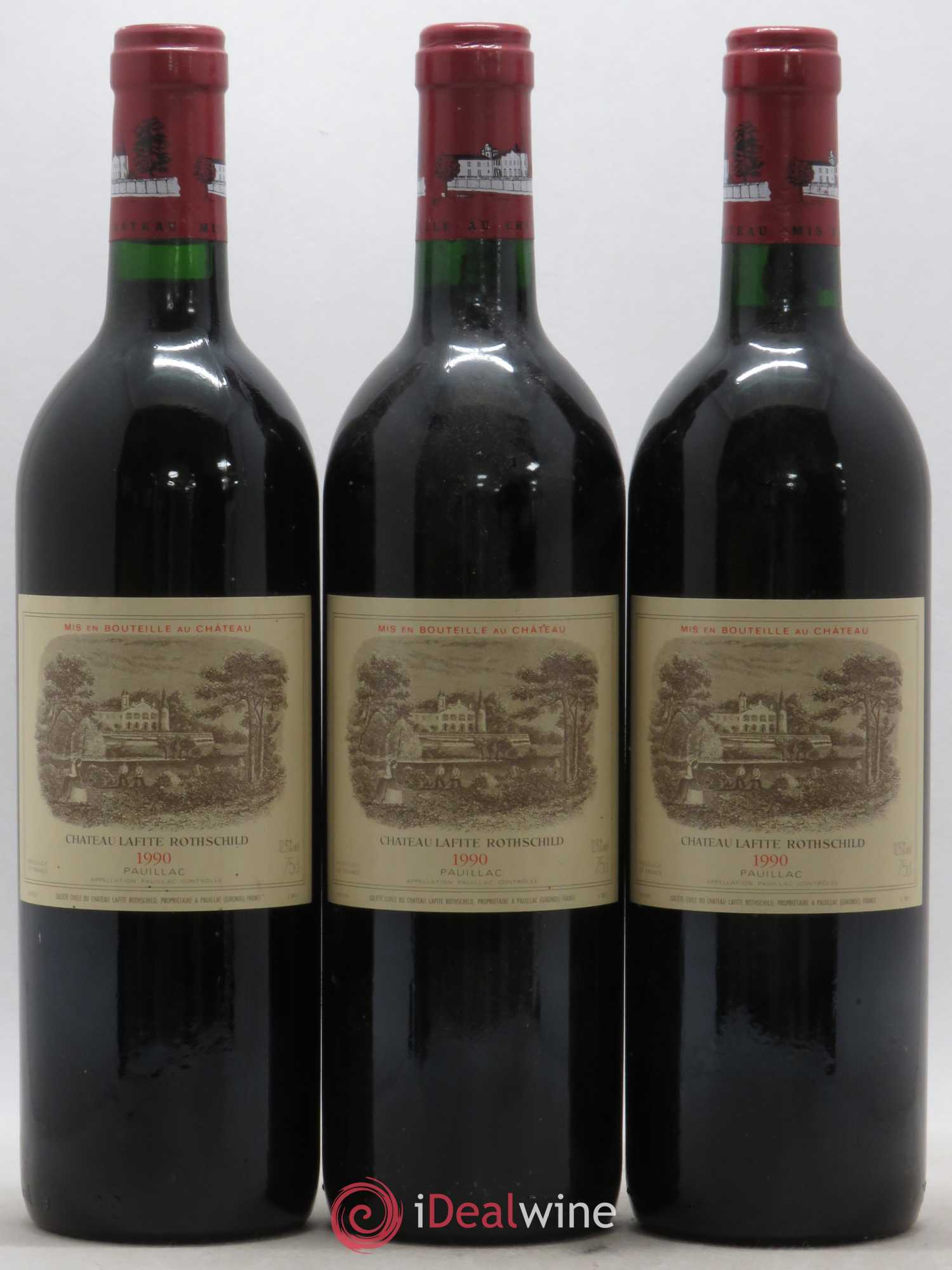 Château Lafite Rothschild 1er Grand Cru Classé 1990 - Lot de 3 bouteilles - 0
