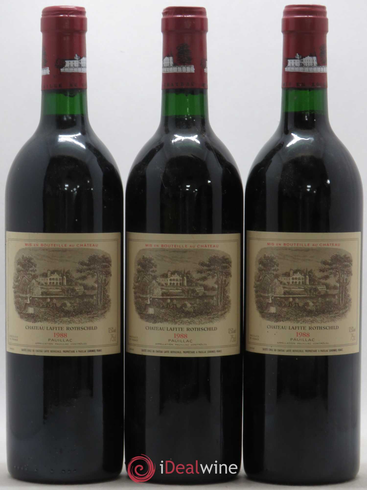 Château Lafite Rothschild 1er Grand Cru Classé 1988 - Lot de 3 bouteilles - 0