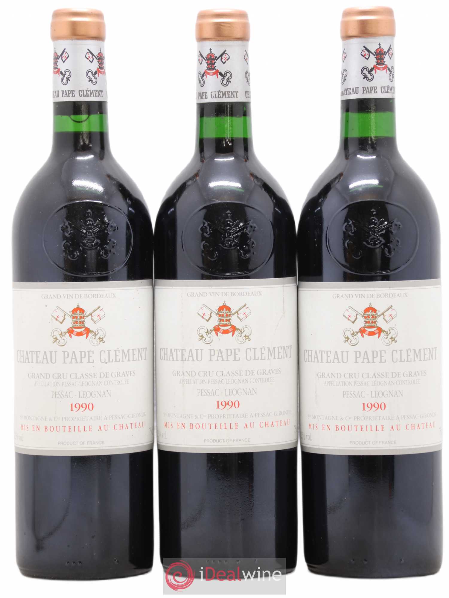 Château Pape Clément Cru Classé de Graves 1990 - Lot de 3 bouteilles - 0