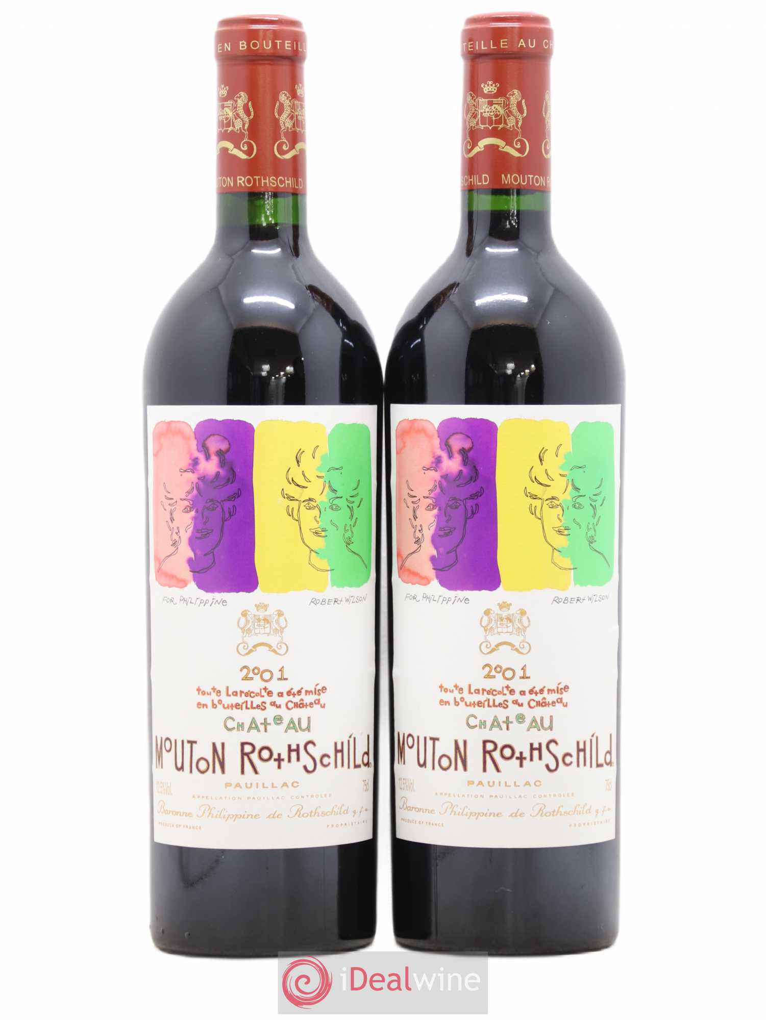 Château Mouton Rothschild 1er Grand Cru Classé 2001 - Lot de 2 bouteilles - 0