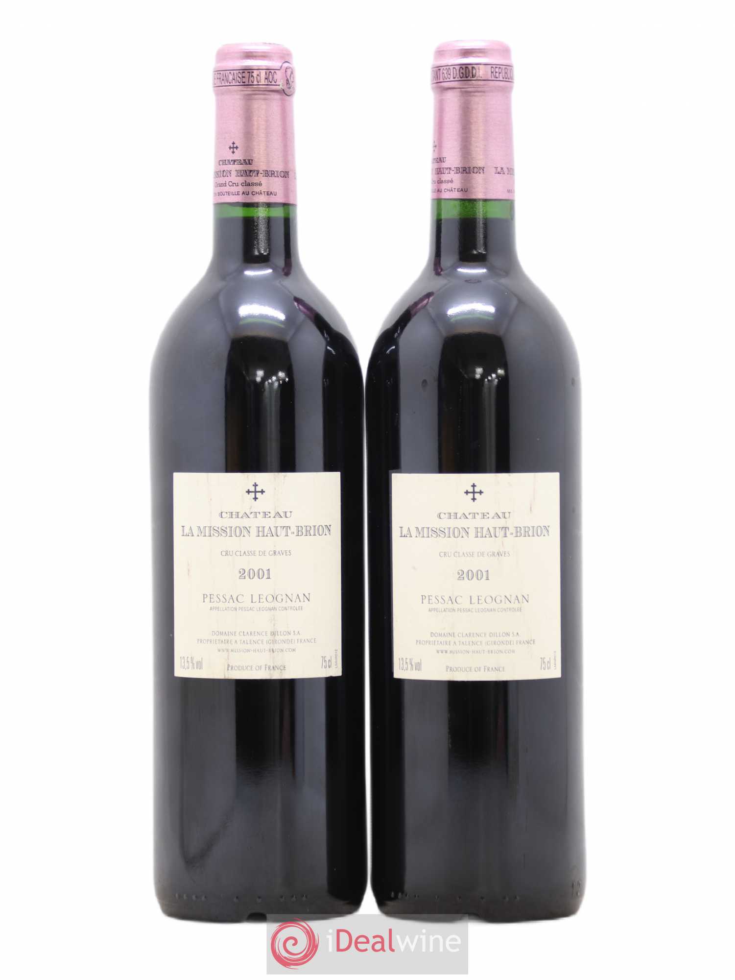 Château la Mission Haut-Brion Cru Classé de Graves 2001 - Lot de 2 bouteilles - 1