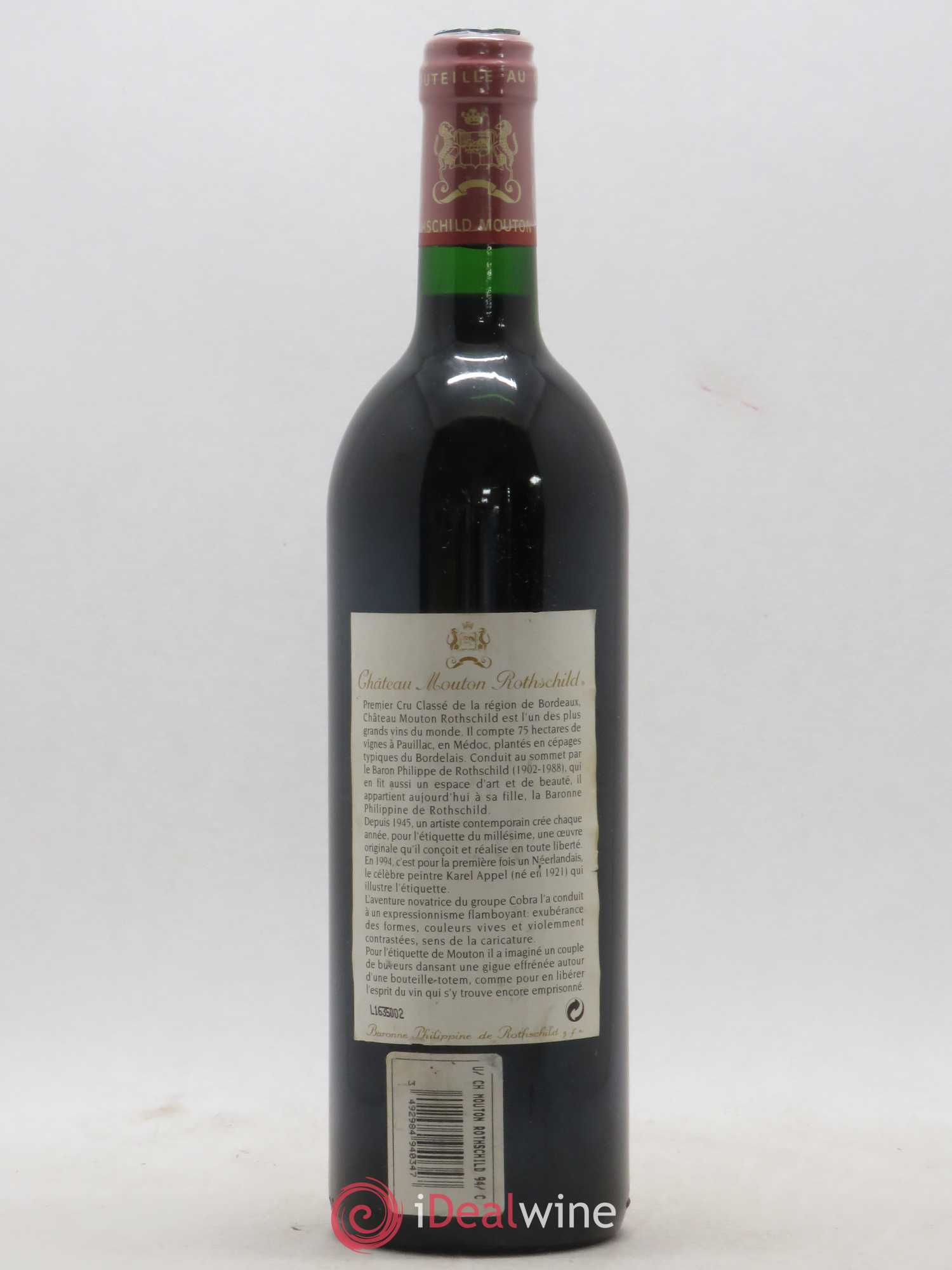 Château Mouton Rothschild 1er Grand Cru Classé 1994 - Lot de 1 bouteille - 1