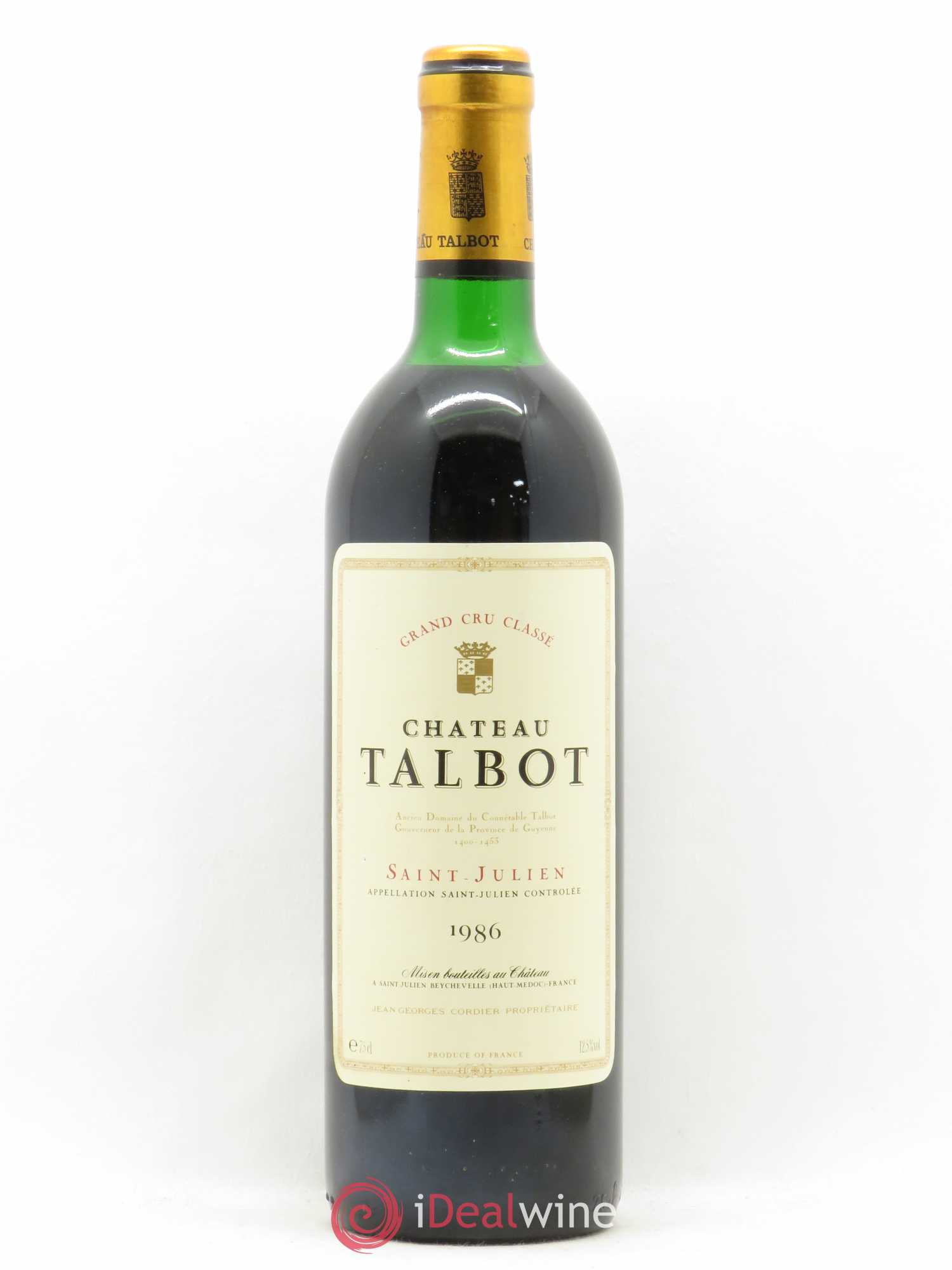 Château Talbot 4ème Grand Cru Classé 1986 - Lot de 1 bouteille - 0
