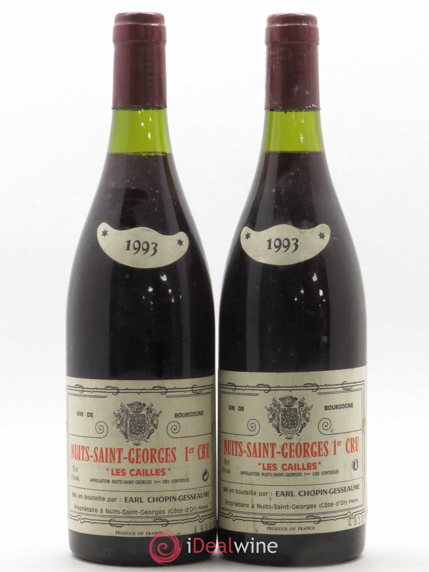 Nuits-Saint-Georges 1er Cru Les Cailles Chopin Gesseaume 1993 - Posten von 2 Flaschen - 0