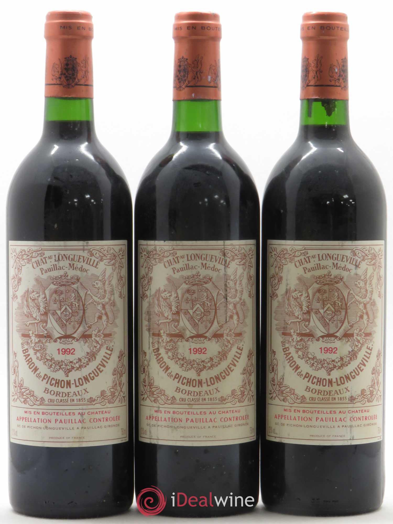 Pichon Longueville Baron 2ème Grand Cru Classé 1992 - Lot de 3 bouteilles - 0