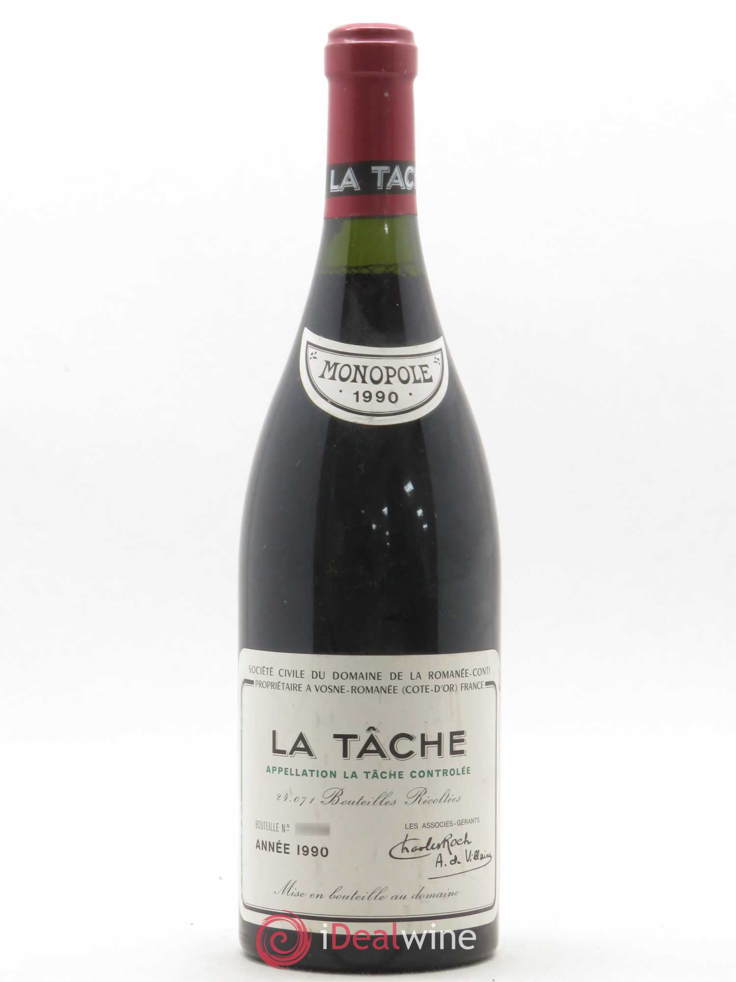 La Tâche Grand Cru Domaine de la Romanée-Conti 1990 - Lot de 1 bouteille - 0