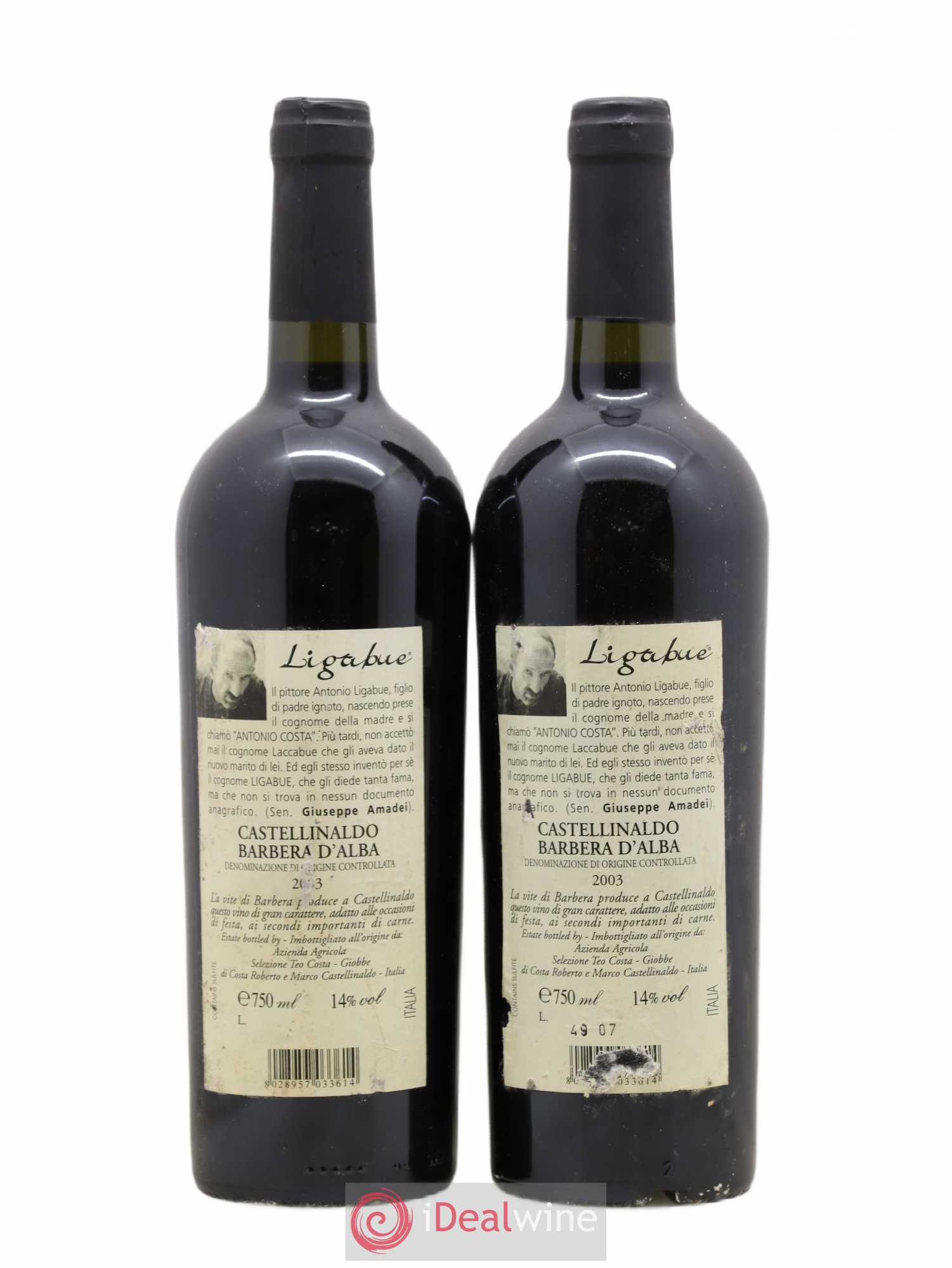Barbera d'Alba DOC Castellinaldo Ligabue 2003 - Lotto di 2 bottiglie - 1