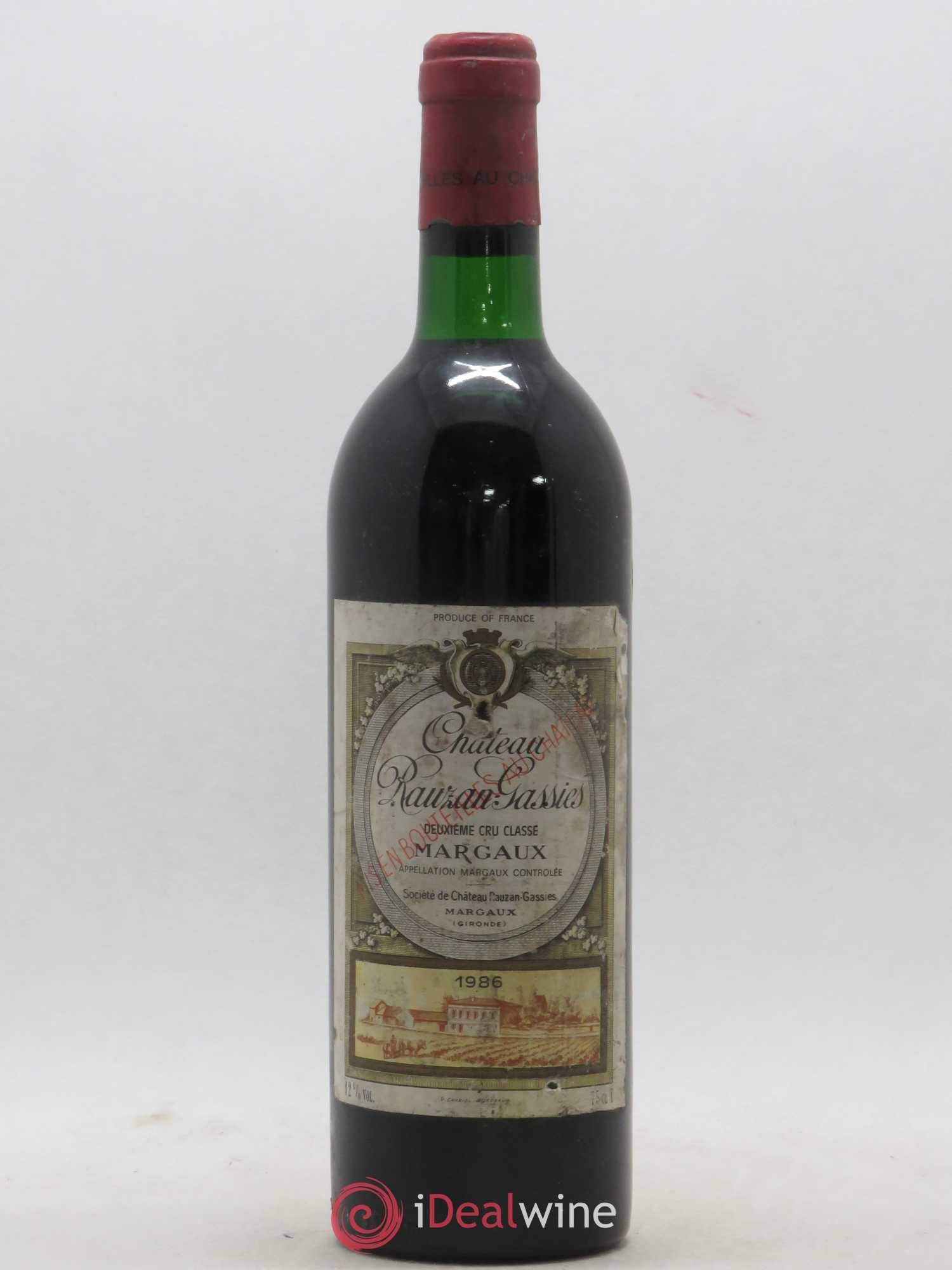 Château Rauzan-Gassies 2ème Grand Cru Classé 1986 - Lot de 1 bouteille - 0