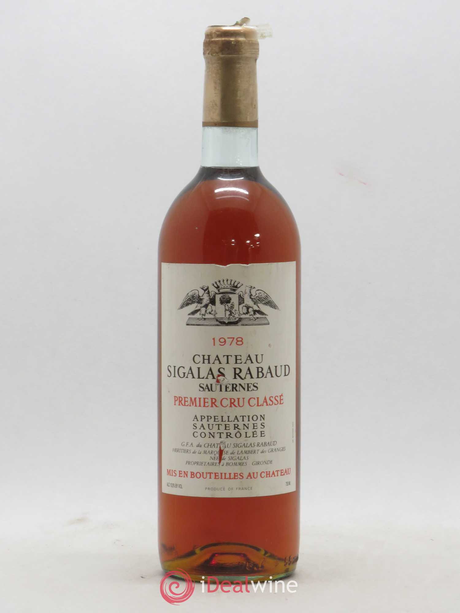 Château Sigalas Rabaud 1er Grand Cru Classé 1978 - Lot de 1 bouteille - 0