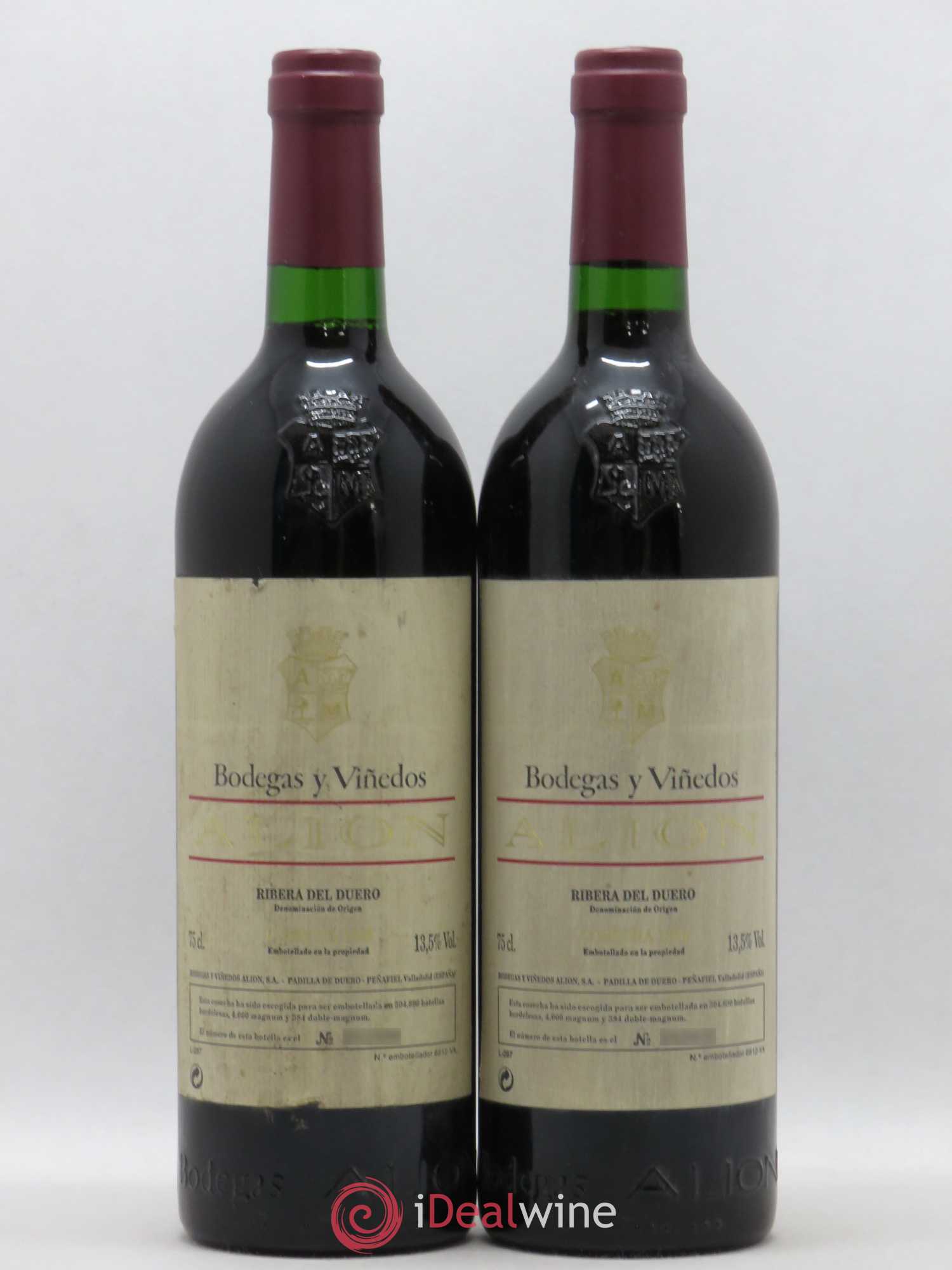 Ribera Del Duero DO Vega Sicilia Alion Famille Alvarez 1996 - Lot de 2 bouteilles - 0