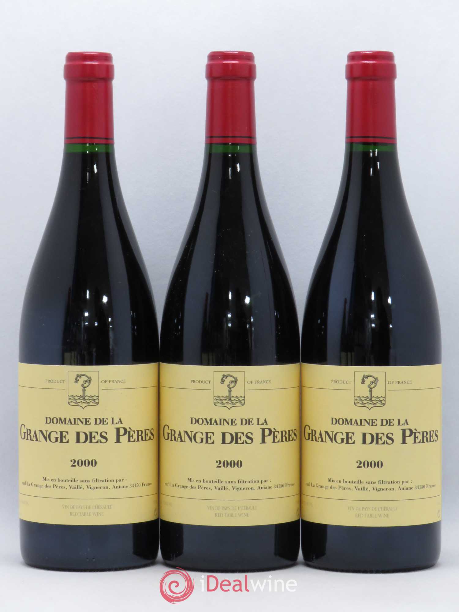 Pays d'Hérault Grange des Pères Laurent Vaillé 2000 - Lot de 3 bouteilles - 0