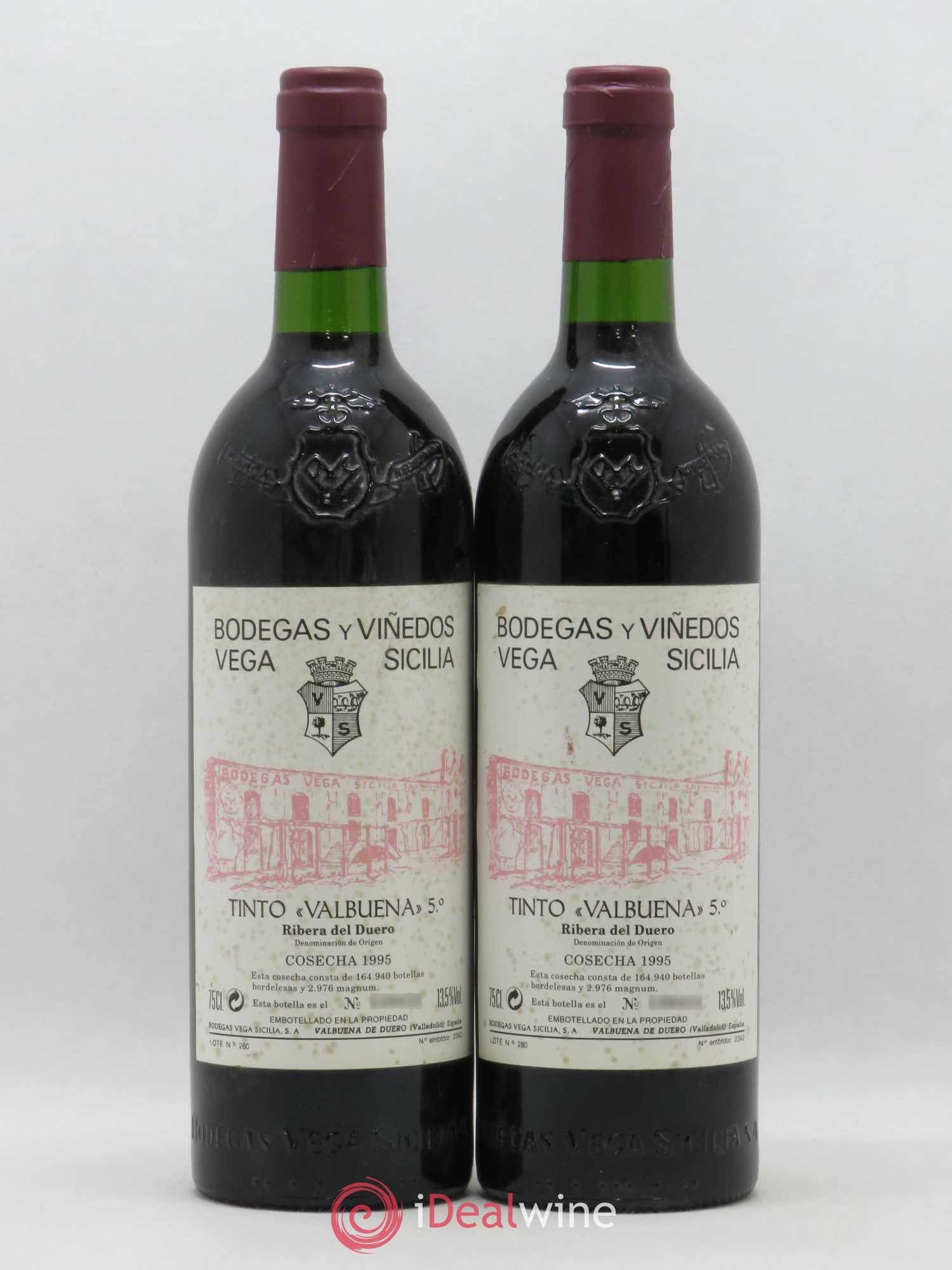 Ribera Del Duero DO Vega Sicilia Valbuena 5 ano Famille Alvarez Reserva 1995 - Lot de 2 bouteilles - 0