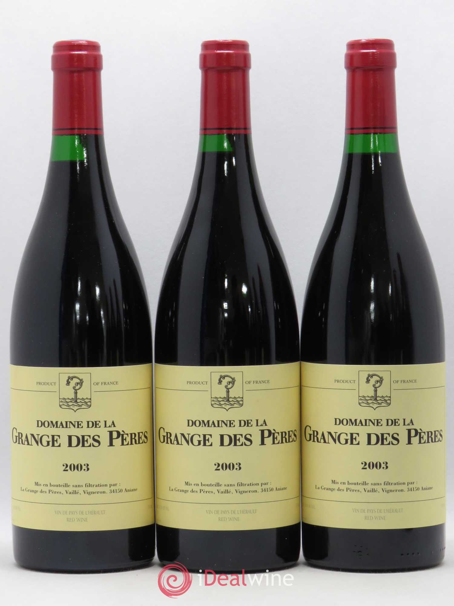 Pays d'Hérault Grange des Pères Laurent Vaillé 2003 - Lot de 3 bouteilles - 0